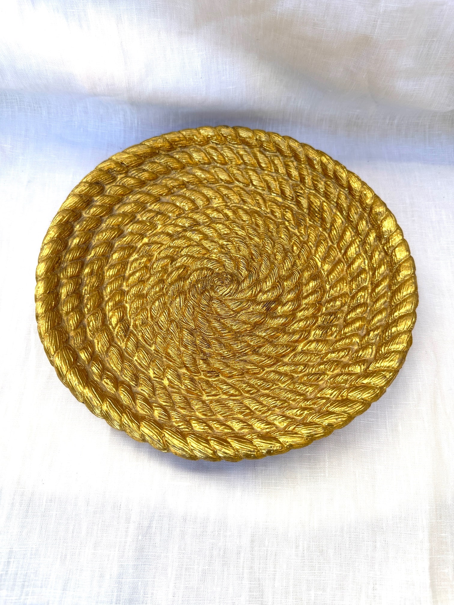 Vintage Gold Ceramic Rope Candle Bowl - 4