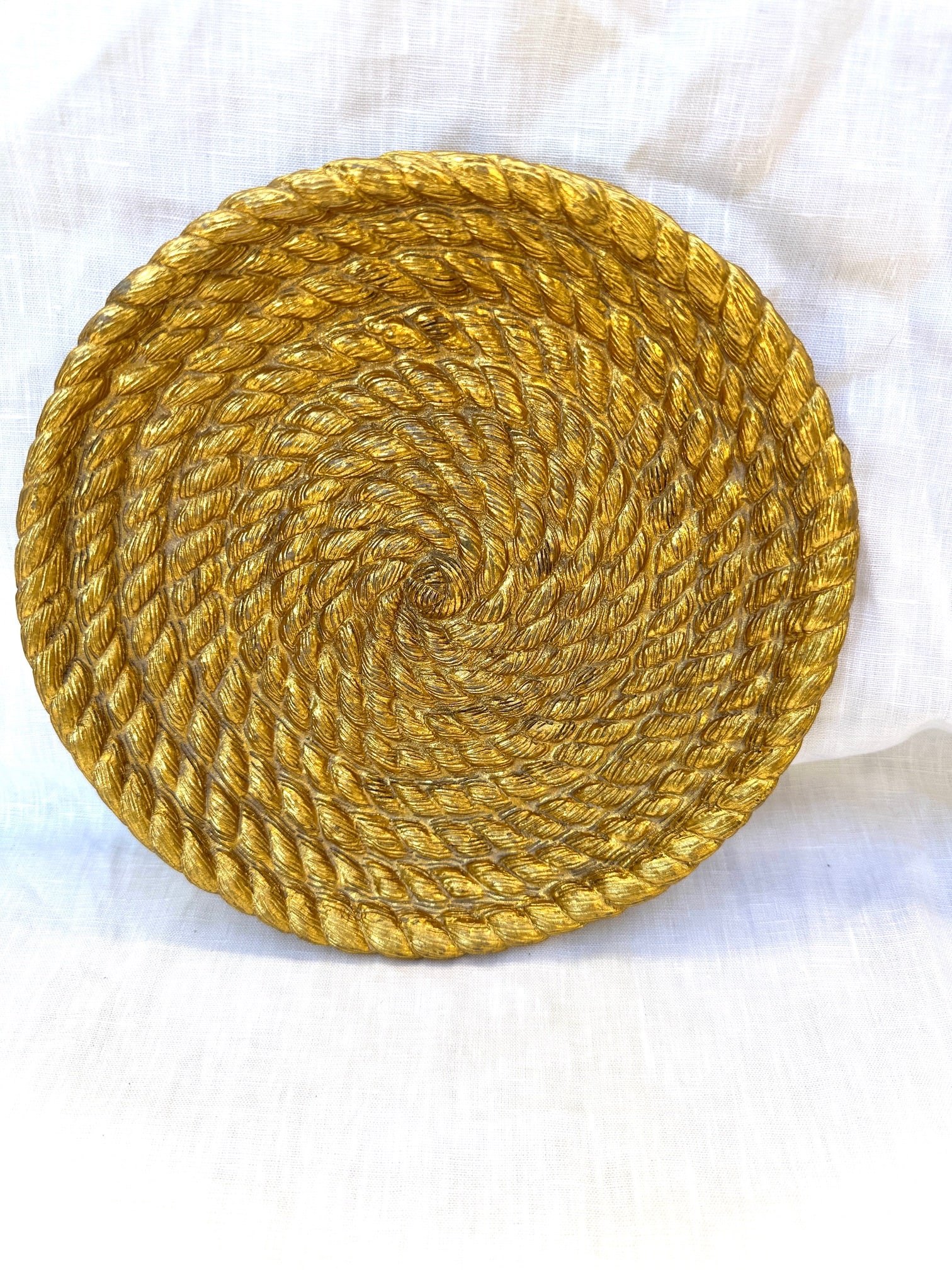 Vintage Gold Ceramic Rope Candle Bowl - 5