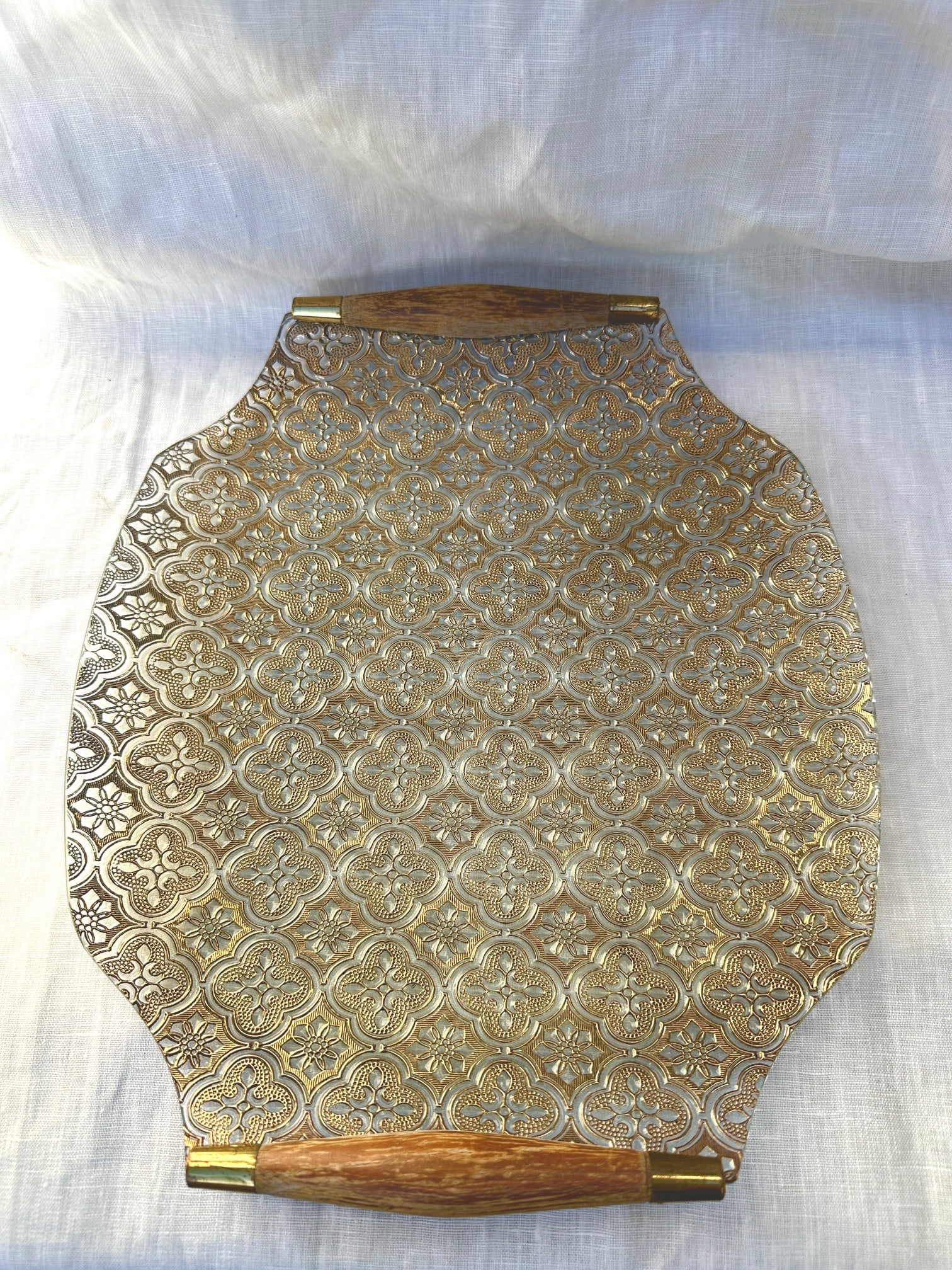 Vintage Georges Briard Gold Embossed Glass Cocktail Tray - 6