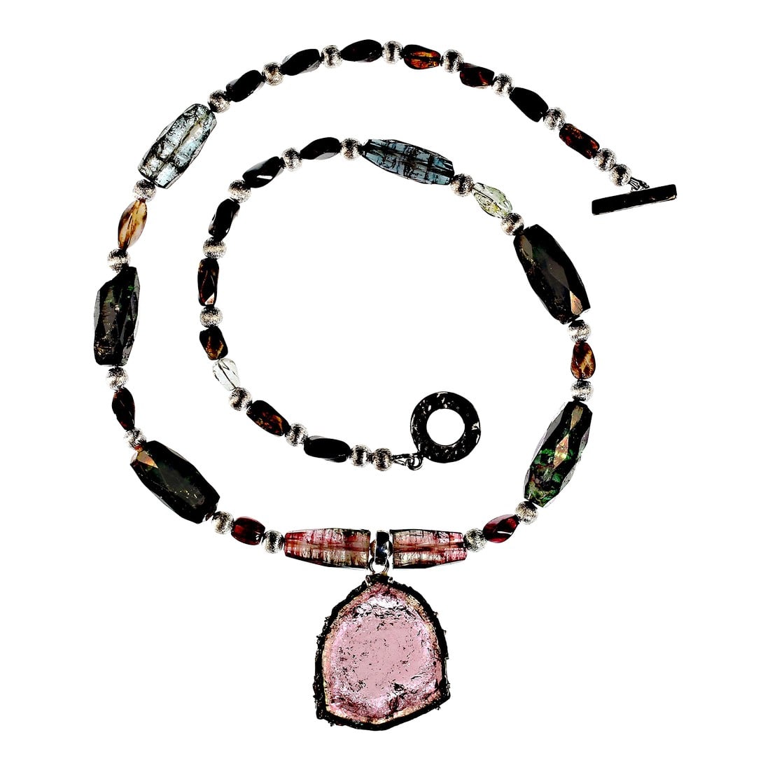 Multi Color Tourmaline Necklace and Watermelon Slice Pendant (1 of 5)