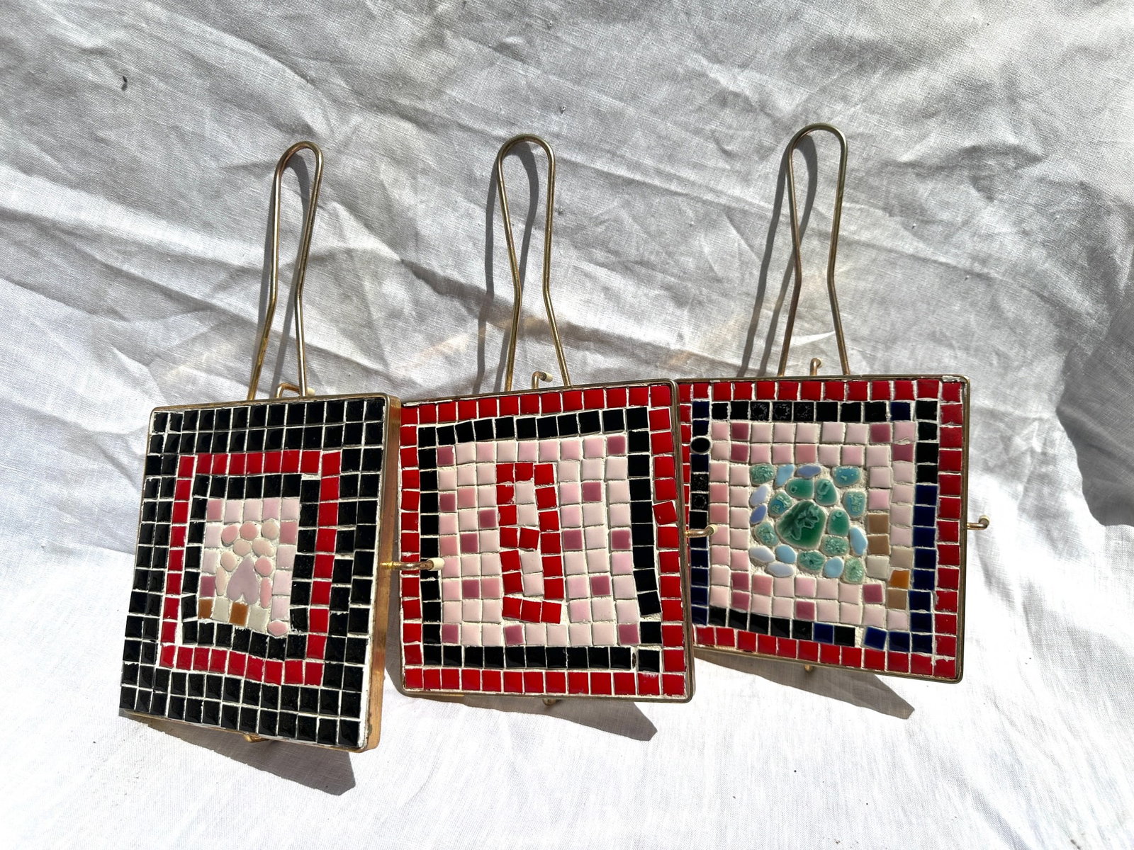 MCM Mosaic Tile Trivet a Set of 3 - 7