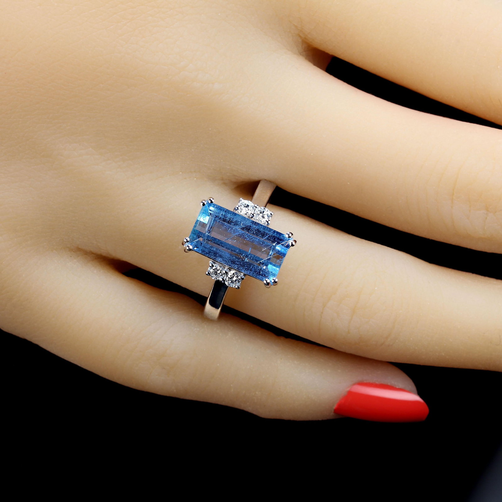 AJD Blue Tourmaline Accented With Sparkling White Sapphires Size 7 - 2