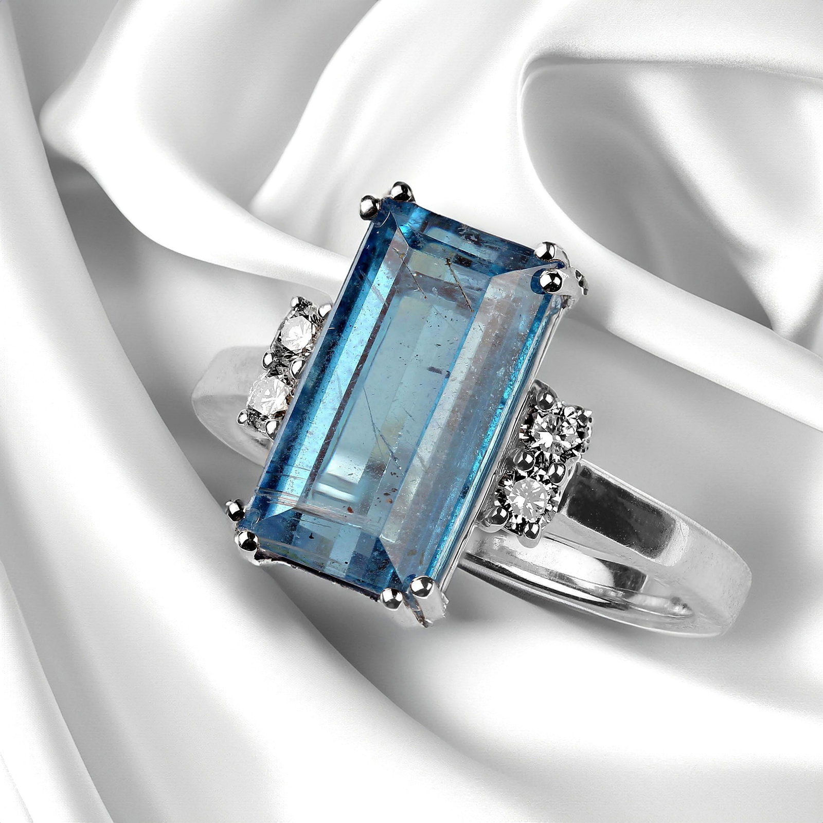 AJD Blue Tourmaline Accented With Sparkling White Sapphires Size 7 - 5