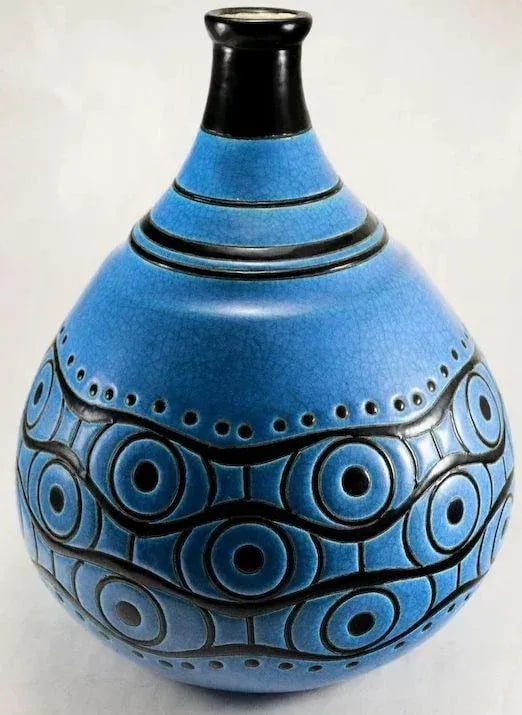 Art Deco Large Longwy France Atelier Primavera Vase - 2