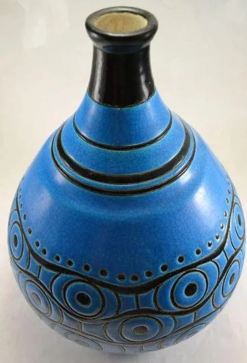 Art Deco Large Longwy France Atelier Primavera Vase - 3