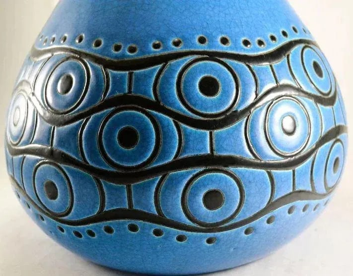 Art Deco Large Longwy France Atelier Primavera Vase - 5