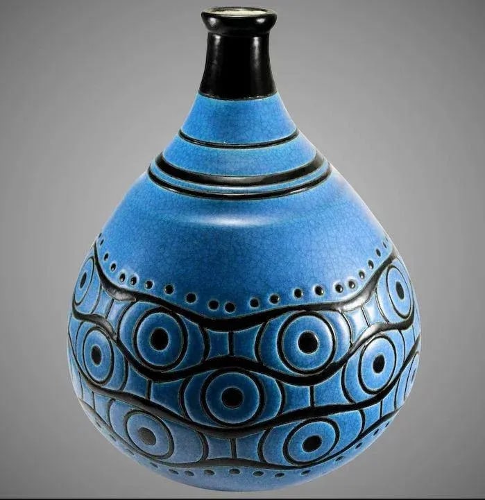 Art Deco Large Longwy France Atelier Primavera Vase - 9