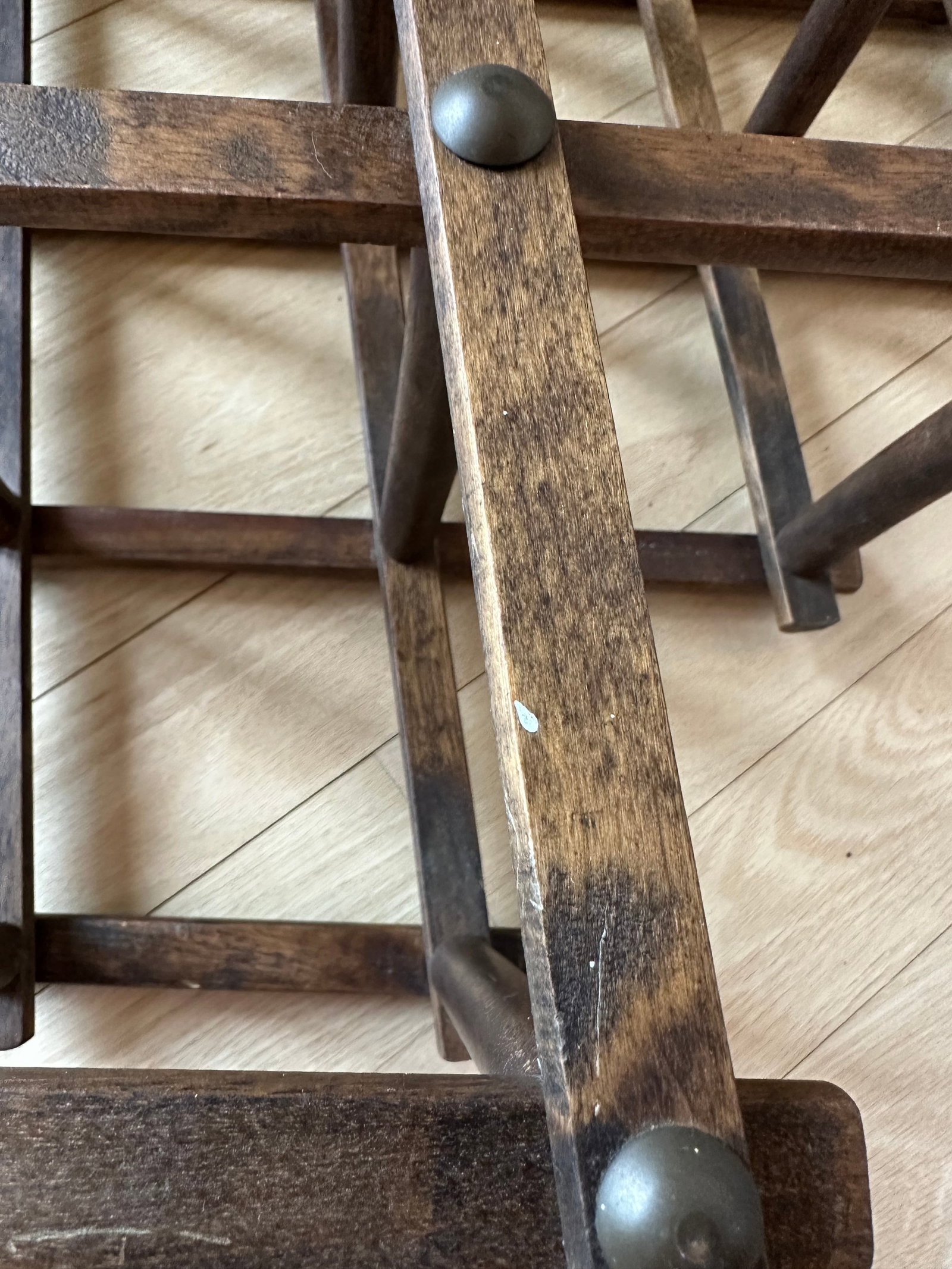 Vintage Accordian Folding Wood Wine Rack - 10