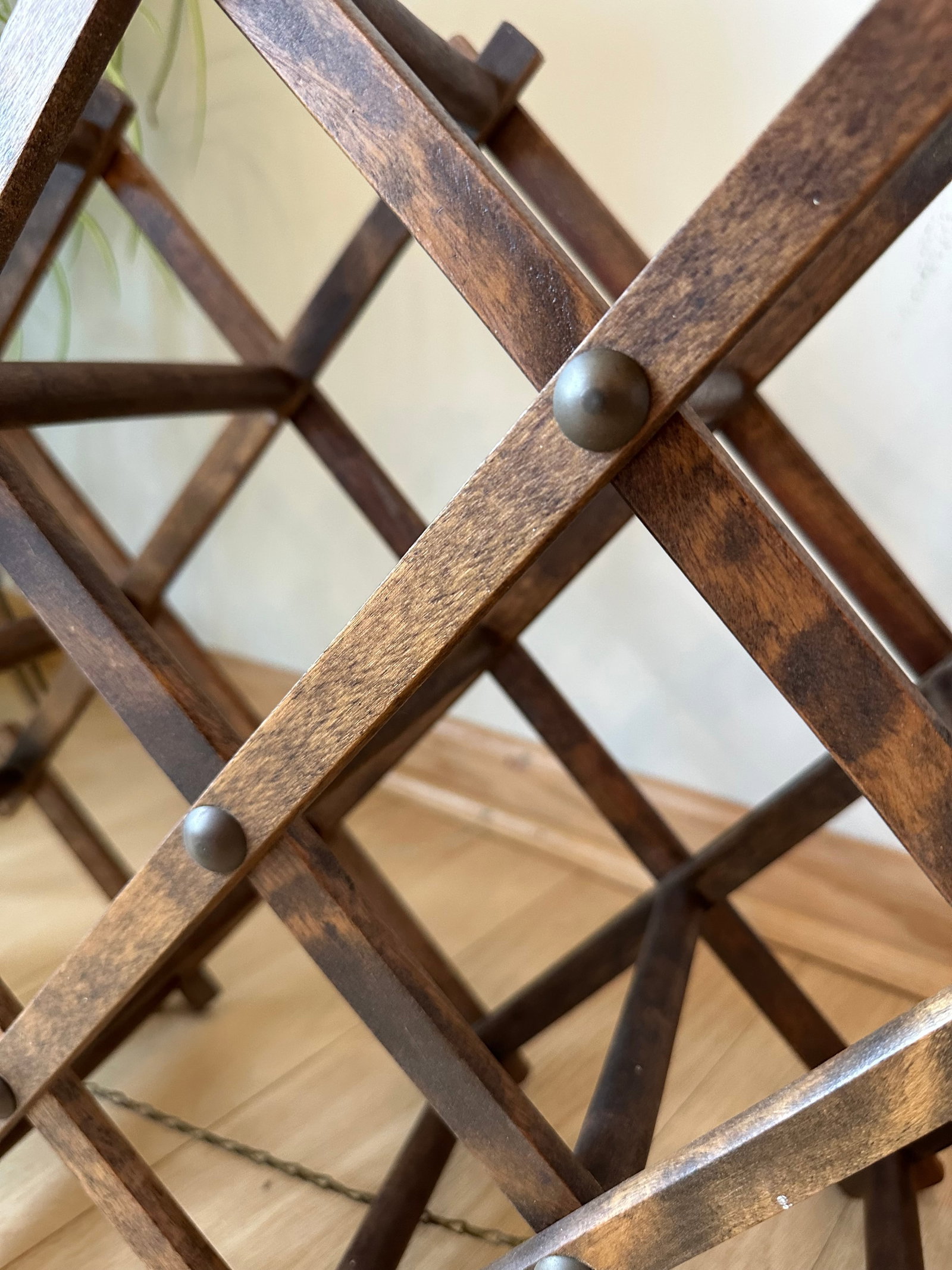 Vintage Accordian Folding Wood Wine Rack - 2