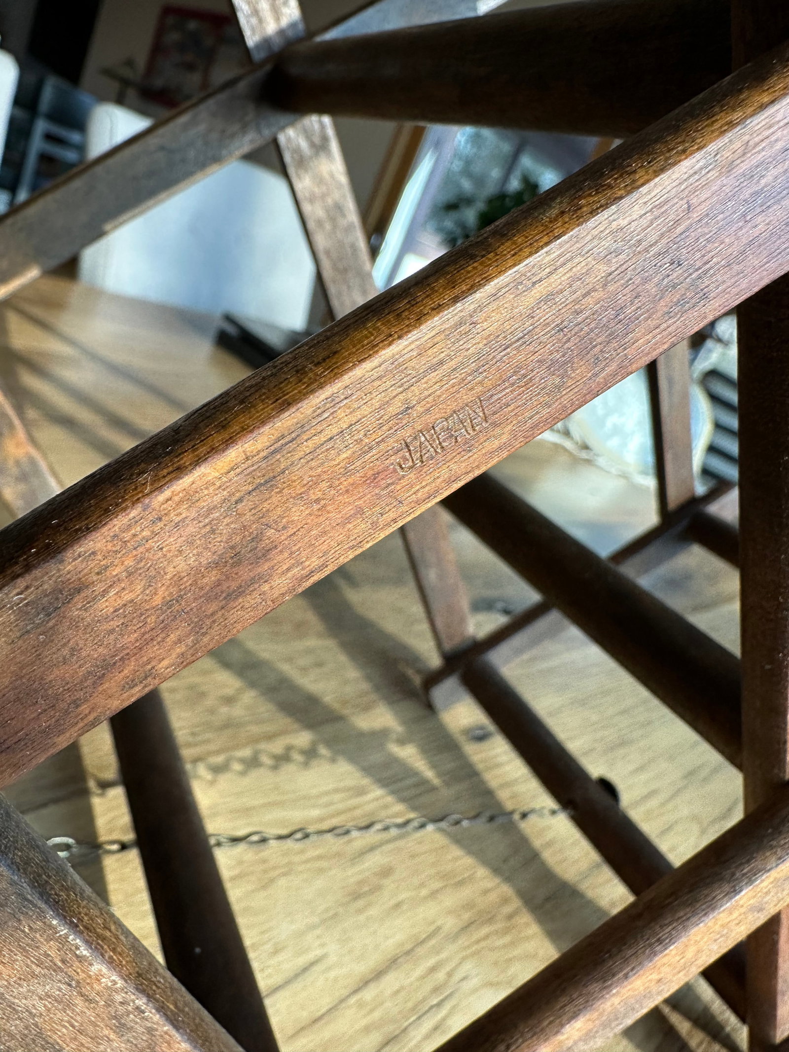 Vintage Accordian Folding Wood Wine Rack - 5