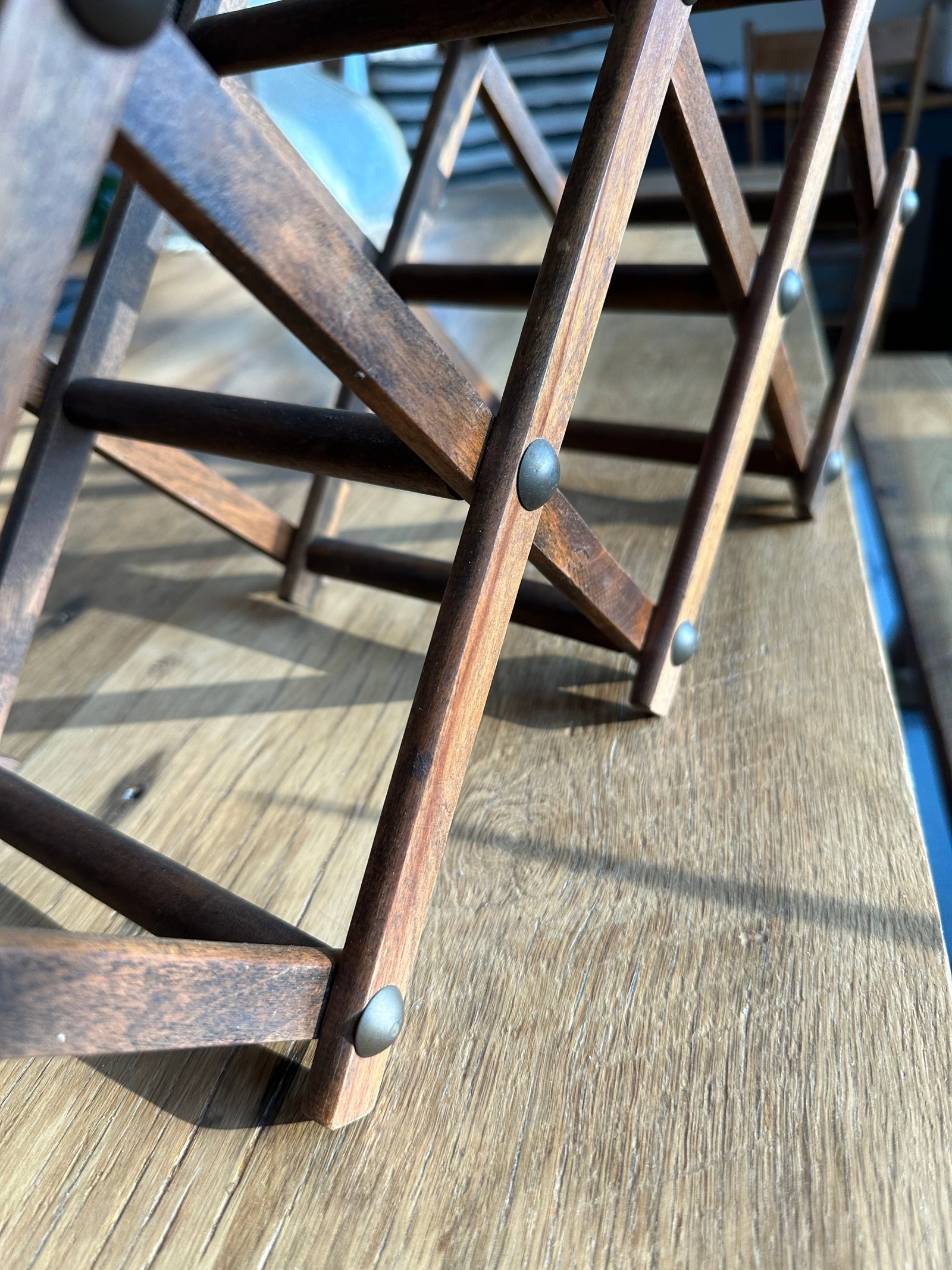 Vintage Accordian Folding Wood Wine Rack - 6