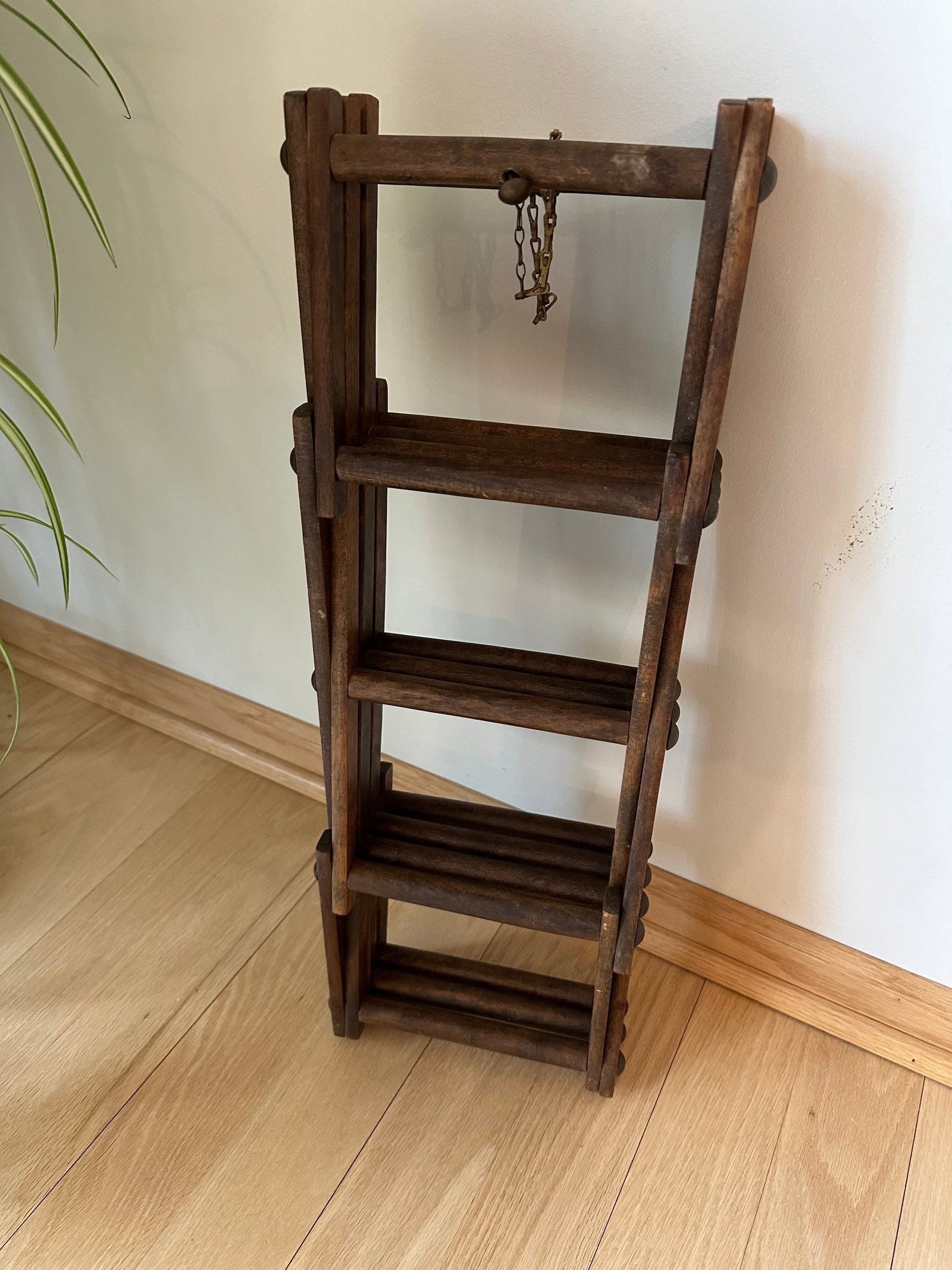 Vintage Accordian Folding Wood Wine Rack - 9