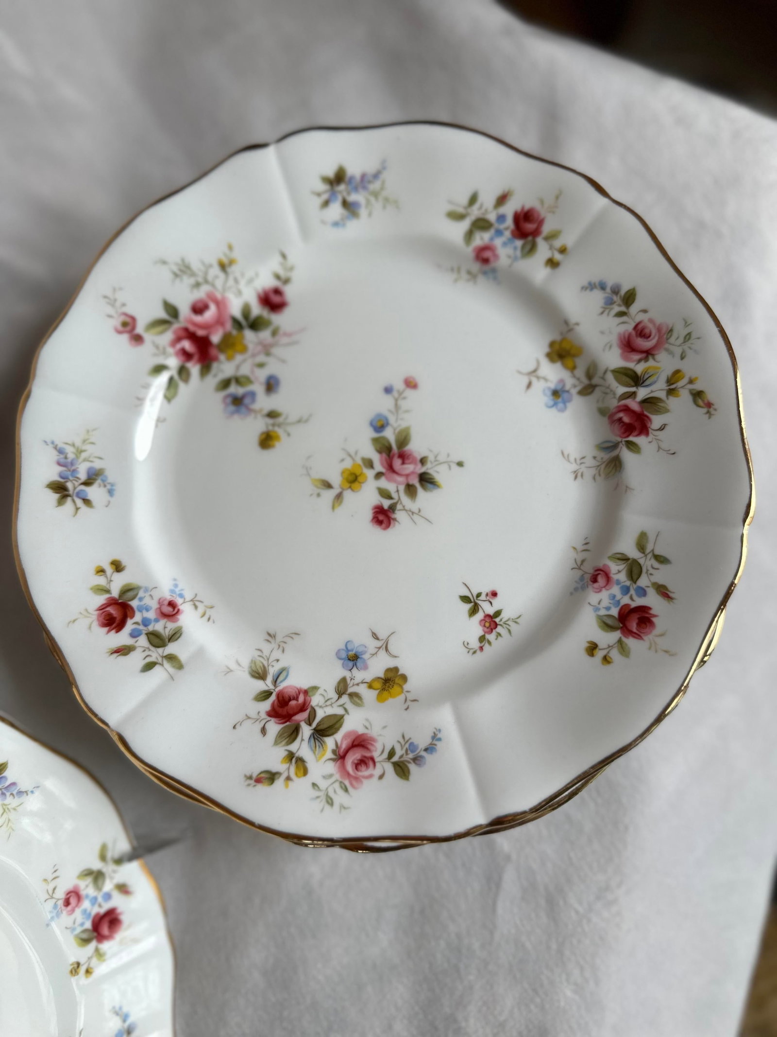 1970s Tenderness Royal Adderley Fine Bone China Ridgeway Salad Plates, Made in England- Set of 8 - 10