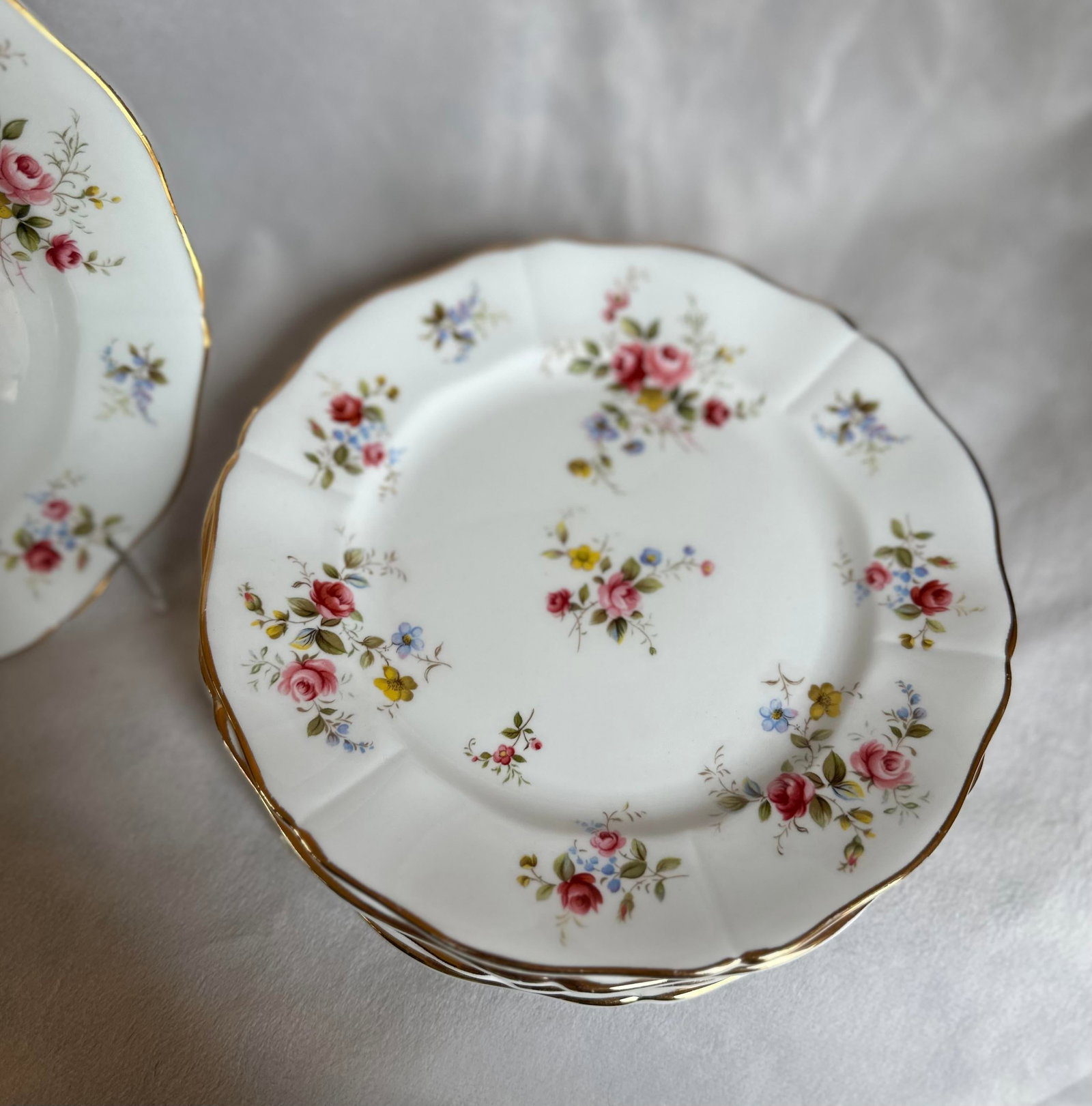 1970s Tenderness Royal Adderley Fine Bone China Ridgeway Salad Plates, Made in England- Set of 8 - 2