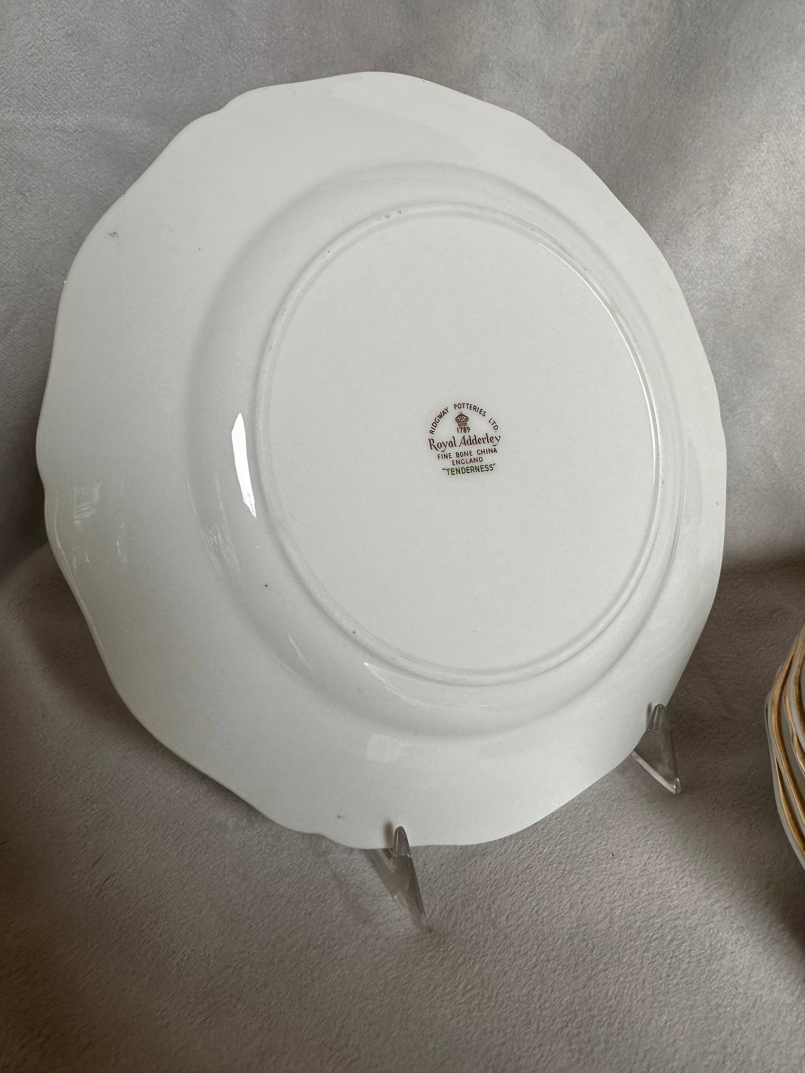 1970s Tenderness Royal Adderley Fine Bone China Ridgeway Salad Plates, Made in England- Set of 8 - 5