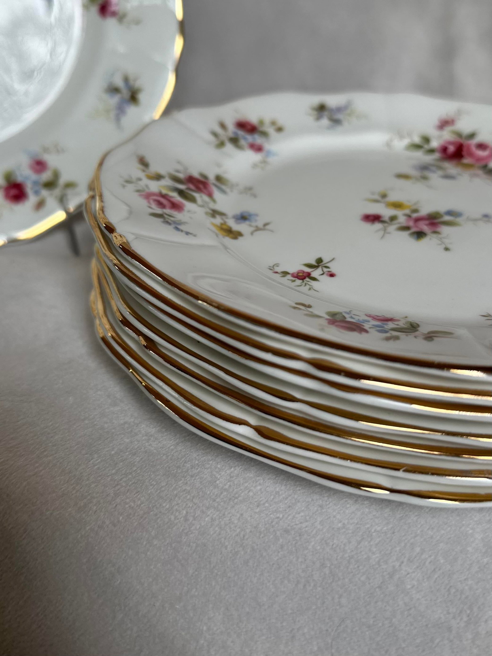 1970s Tenderness Royal Adderley Fine Bone China Ridgeway Salad Plates, Made in England- Set of 8 - 7