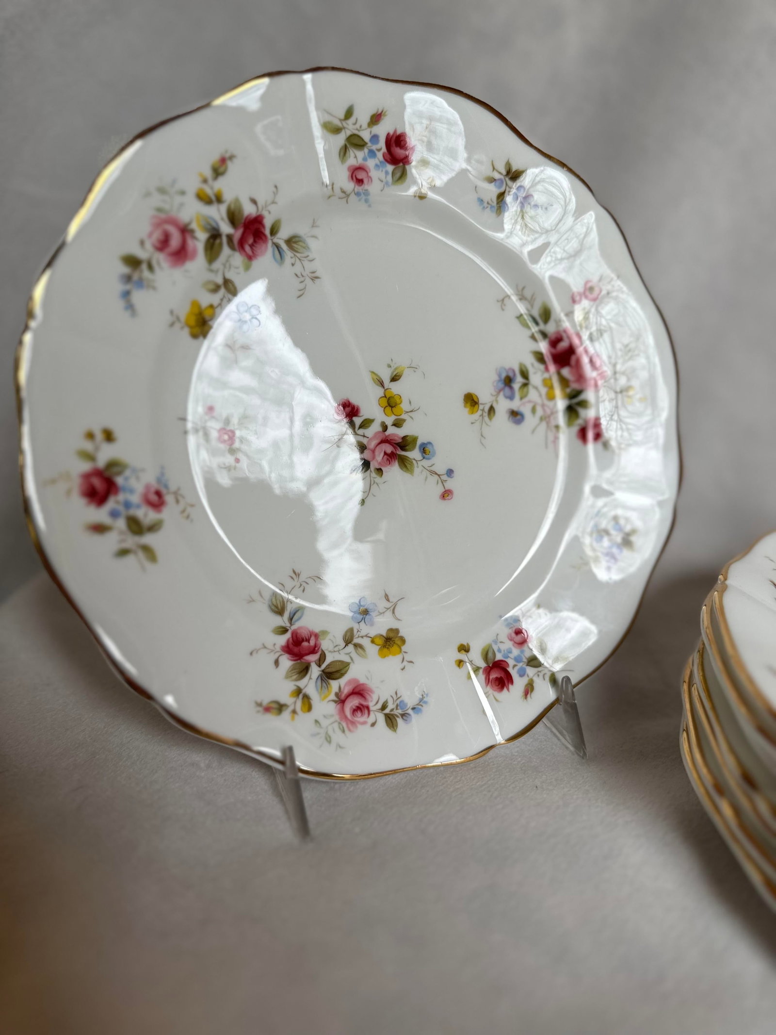 1970s Tenderness Royal Adderley Fine Bone China Ridgeway Salad Plates, Made in England- Set of 8 - 8