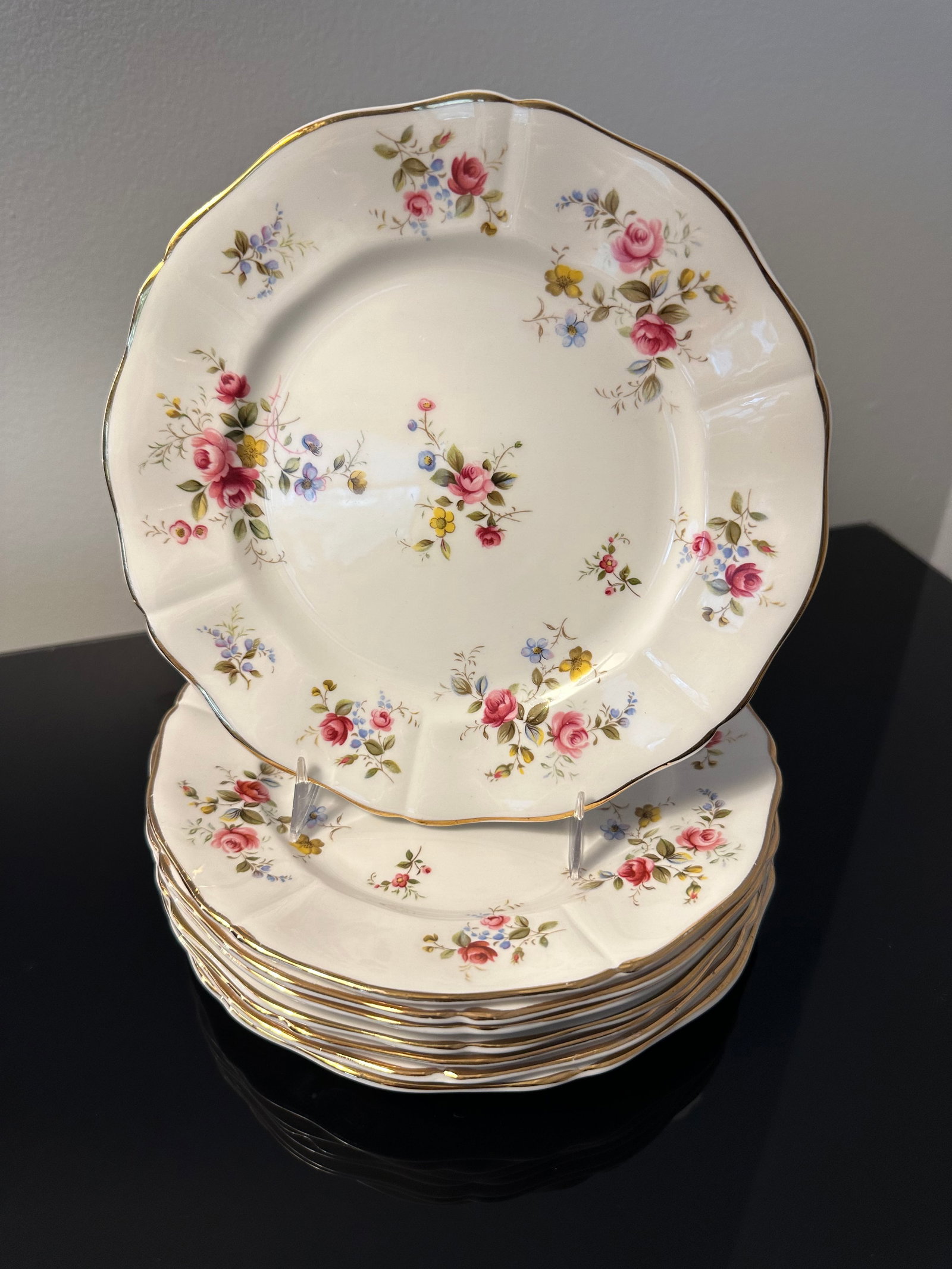 1970s Tenderness Royal Adderley Fine Bone China Ridgeway Salad Plates, Made in England- Set of 8 - 9