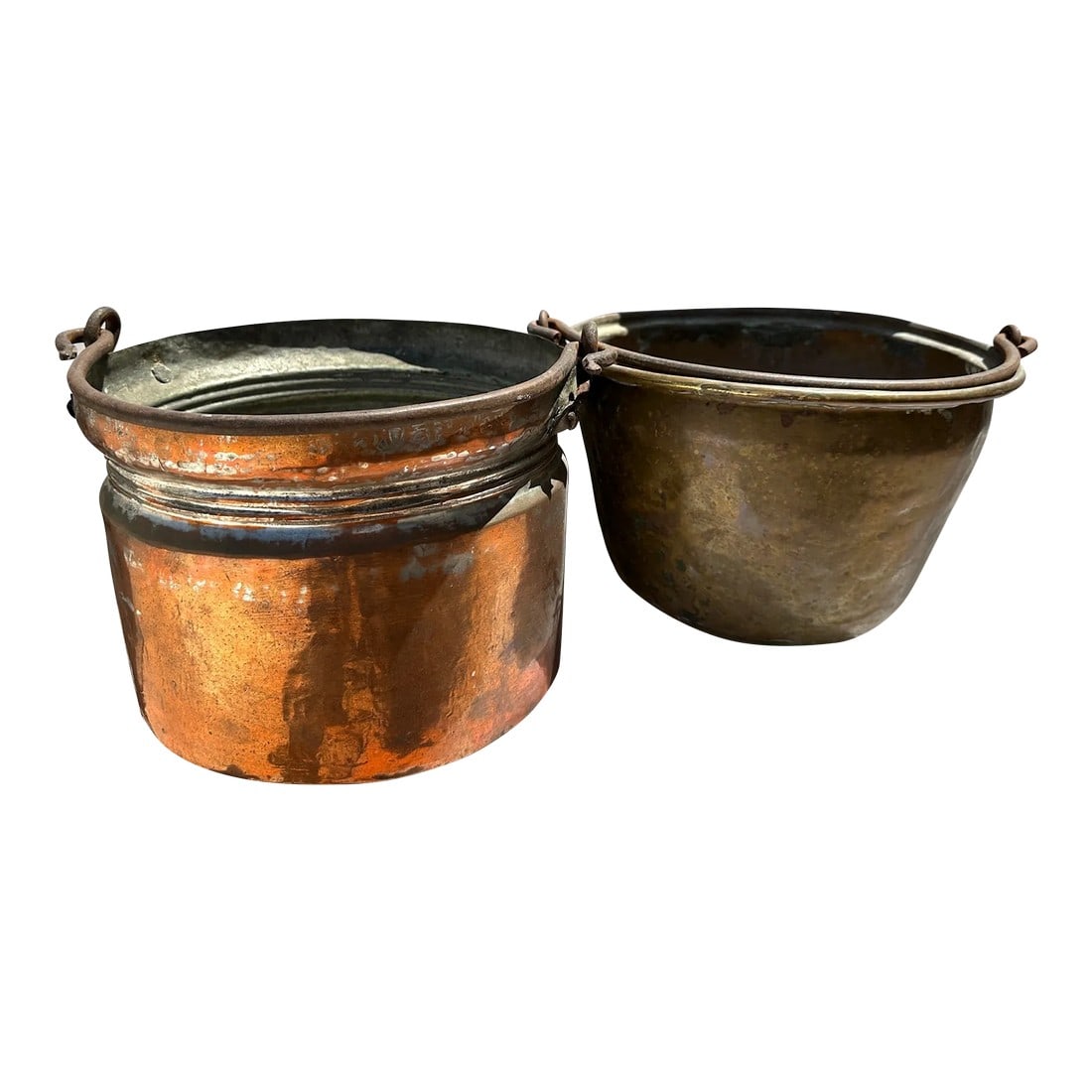 Vintage Copper Cooking Cauldron/Pots-A Pair (1 of 9)
