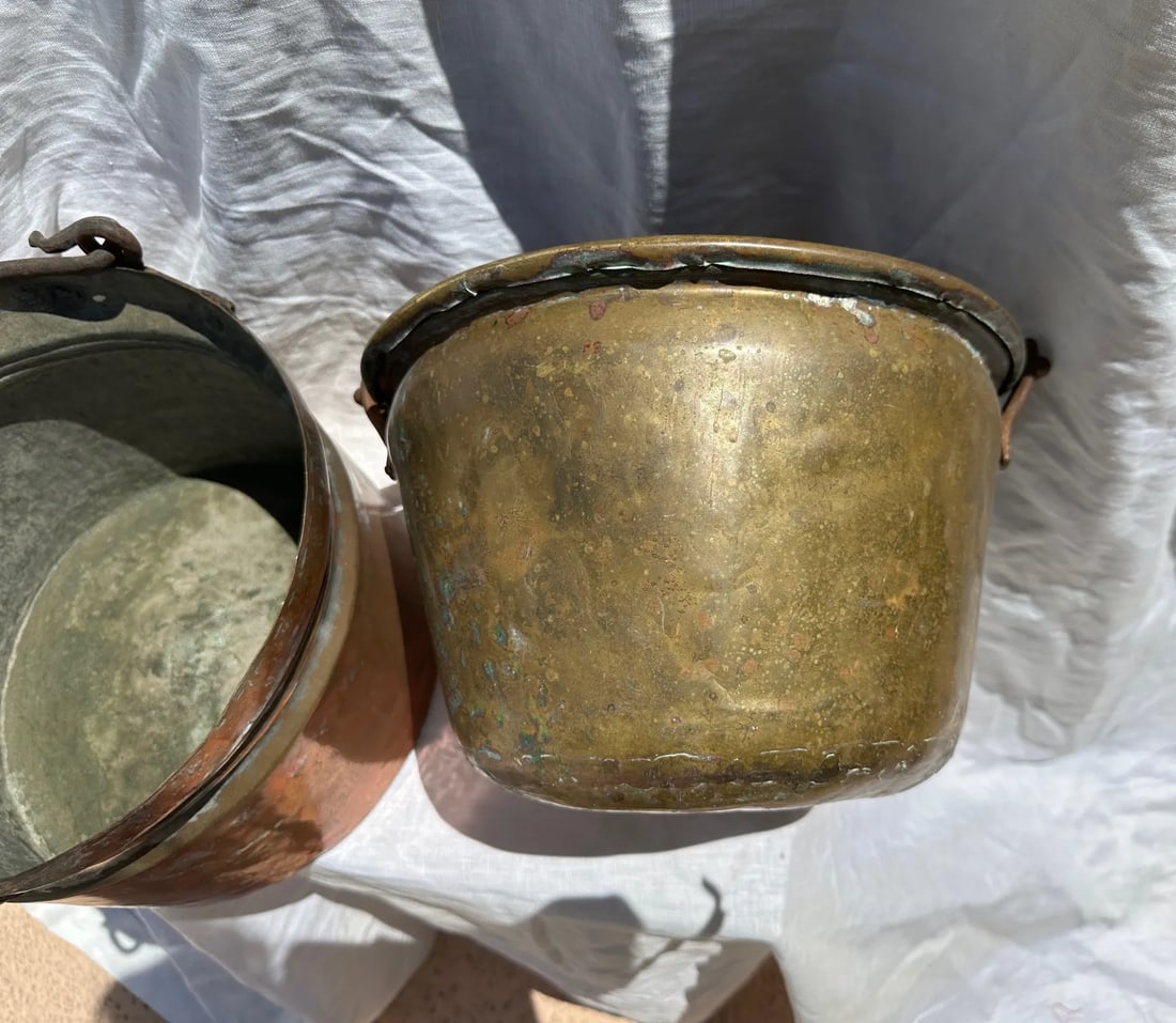 Vintage Copper Cooking Cauldron/Pots-A Pair - 5