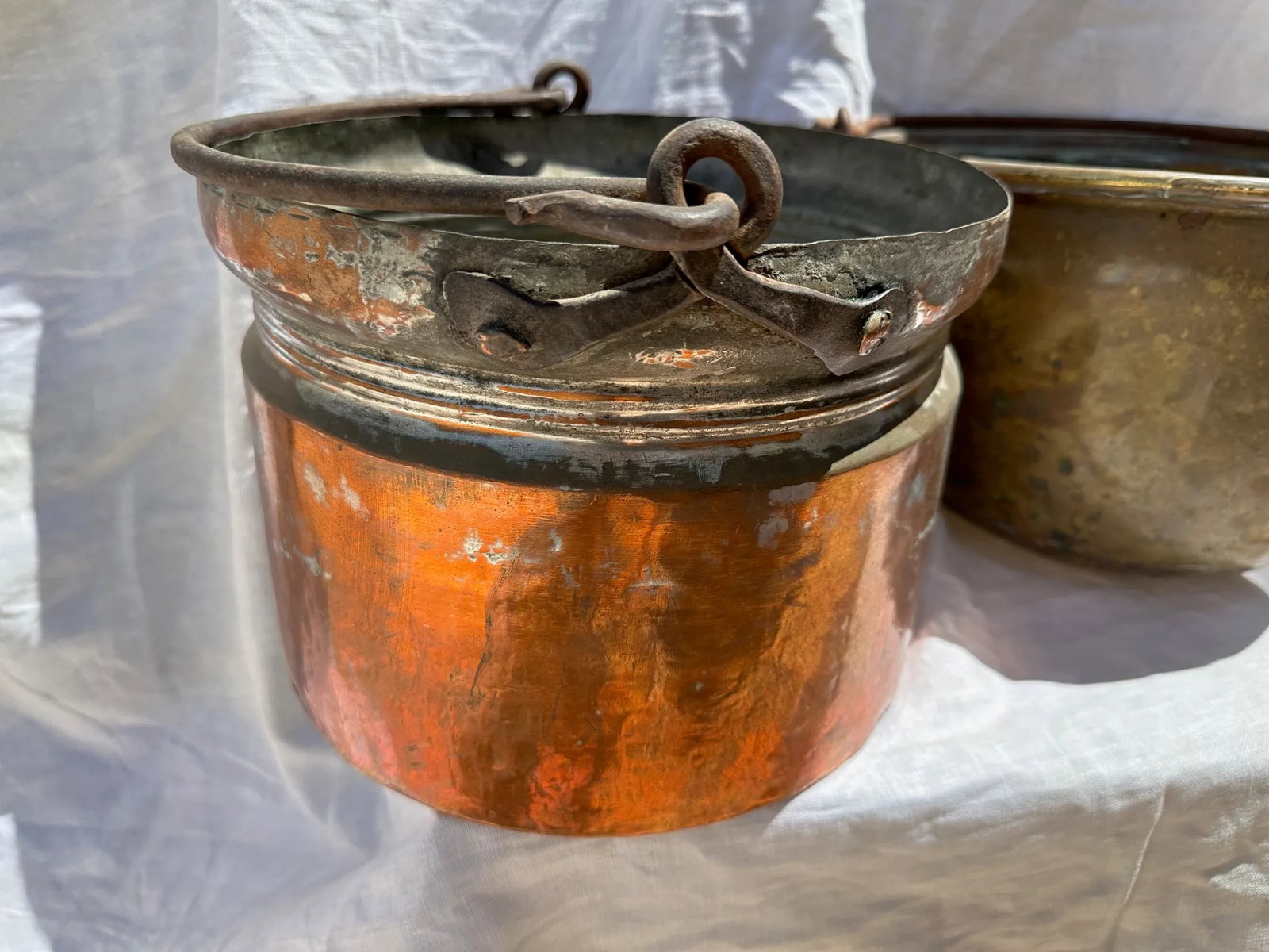 Vintage Copper Cooking Cauldron/Pots-A Pair - 6