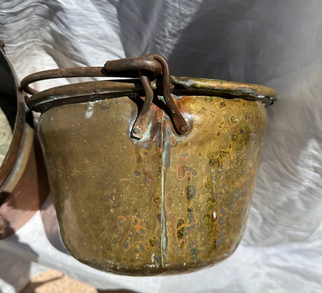 Vintage Copper Cooking Cauldron/Pots-A Pair - 7