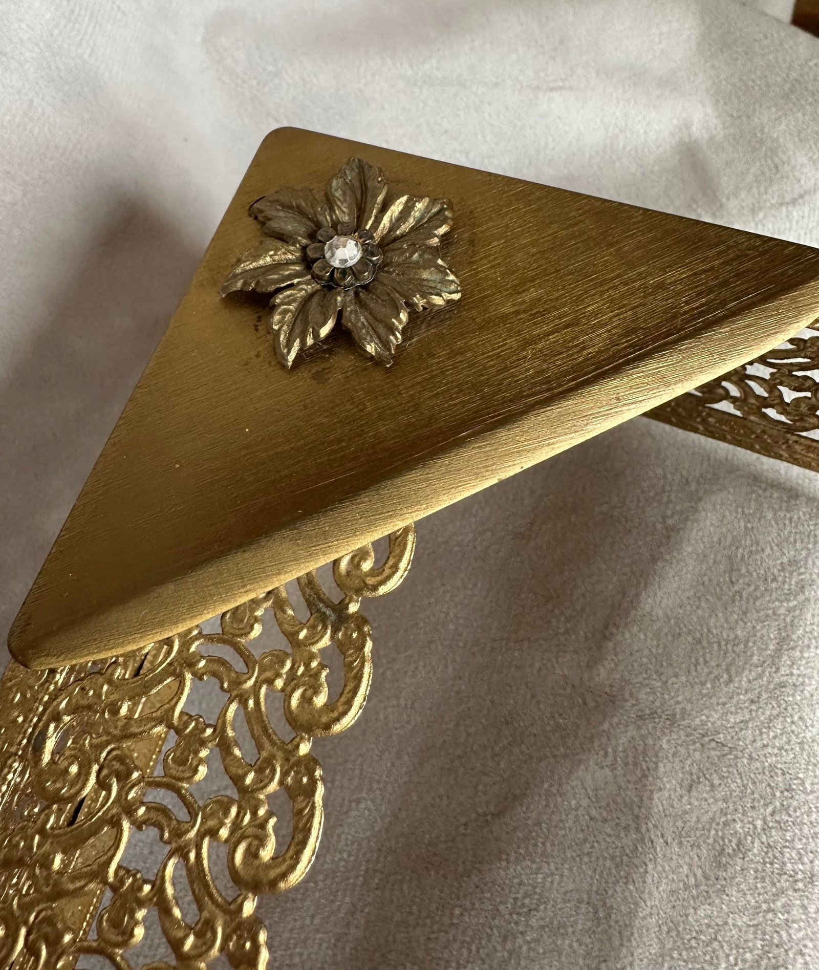 Vintage Gold Tone Filigree Metal Tissue Box Cover - 7