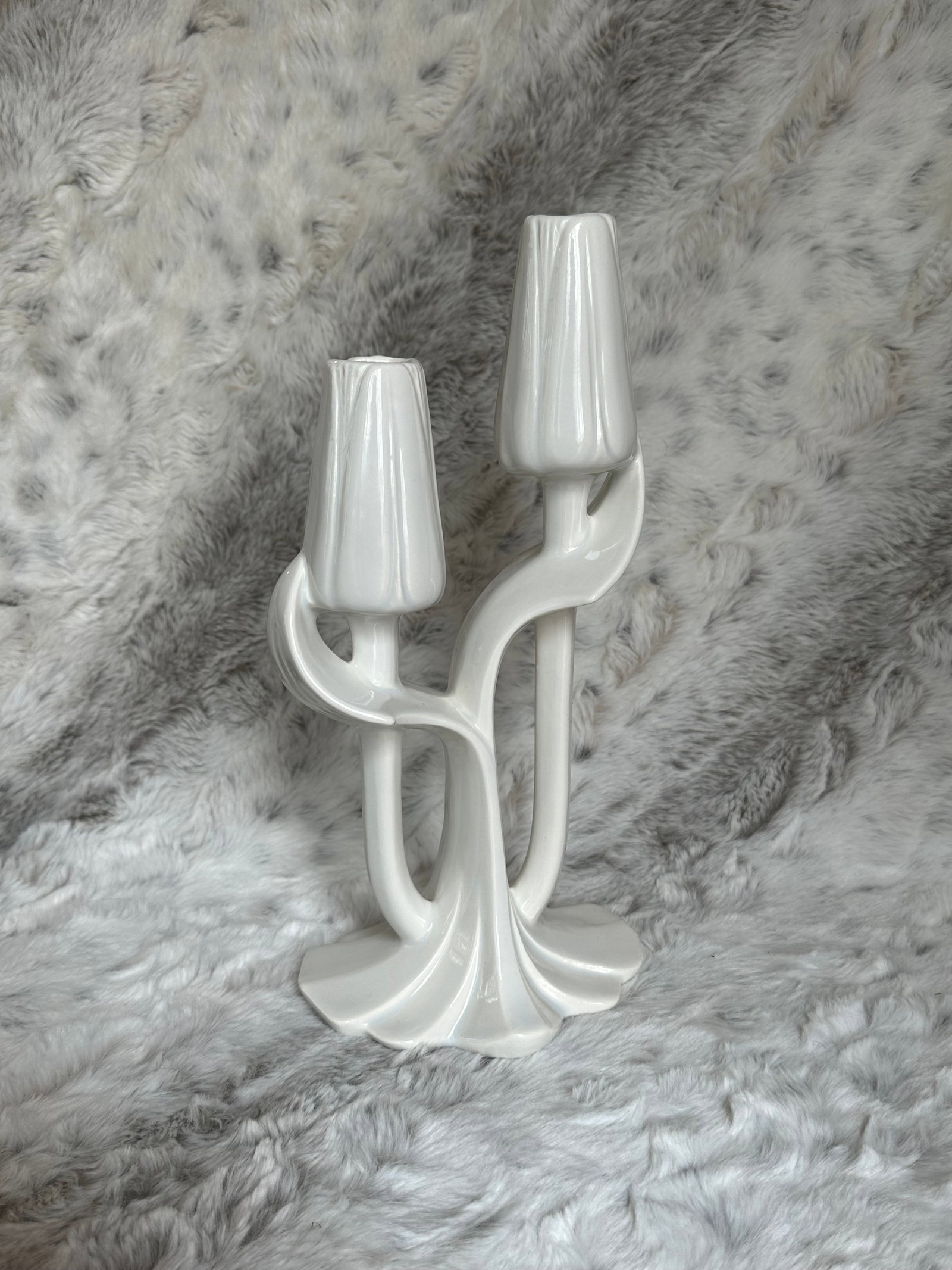 Vintage White Tulip Candle Holder Maddux of California - 10