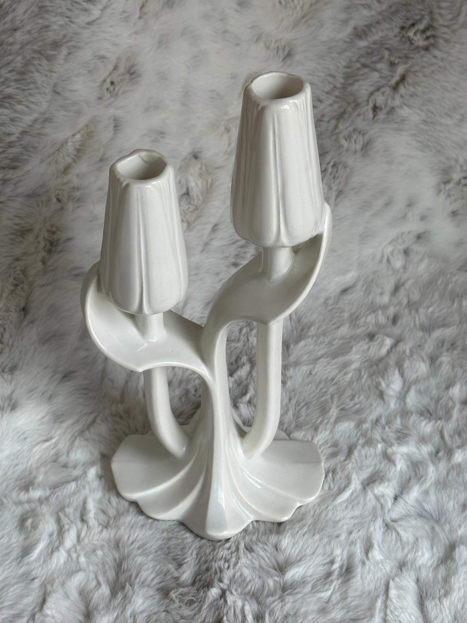 Vintage White Tulip Candle Holder Maddux of California - 4