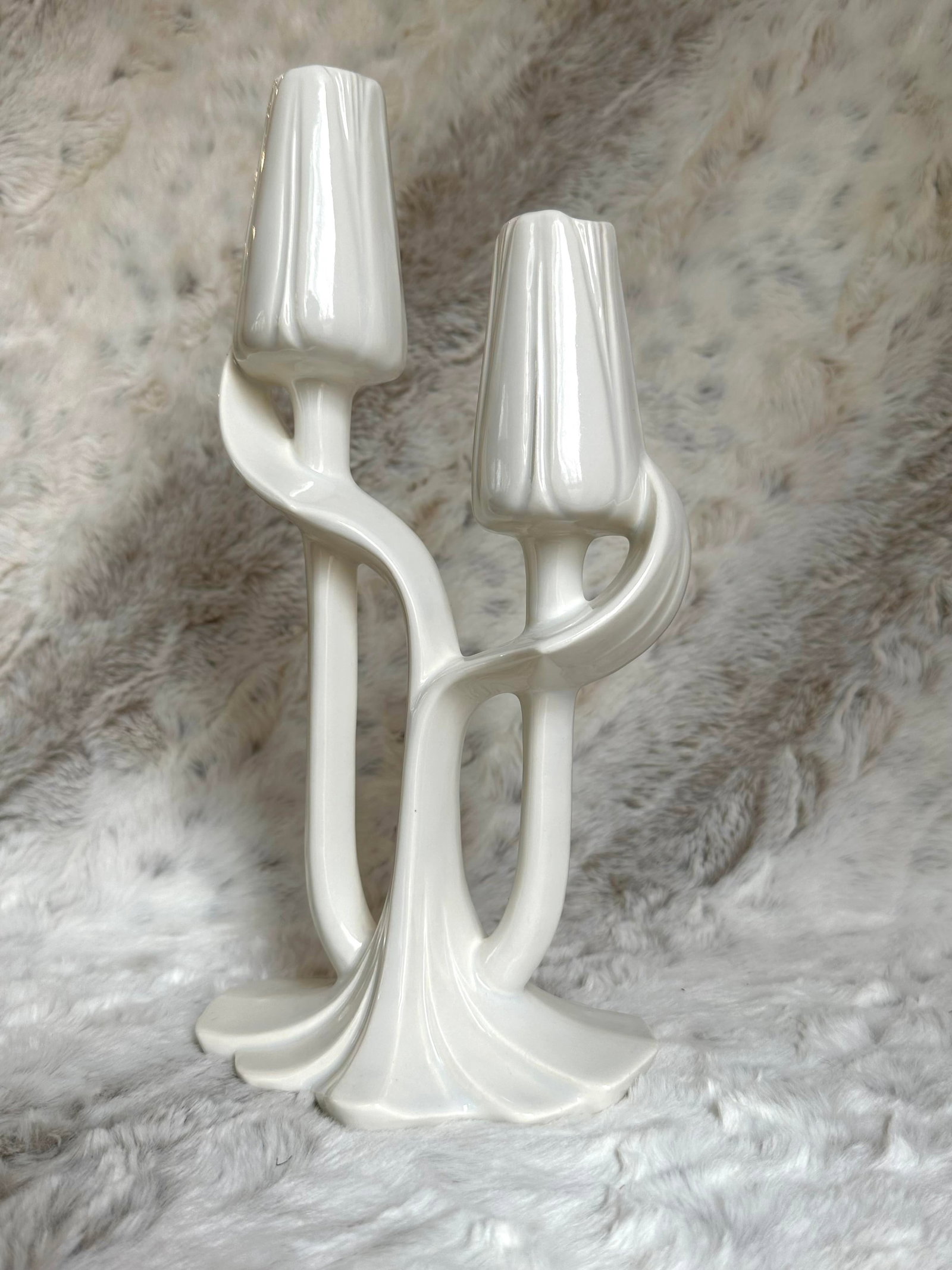 Vintage White Tulip Candle Holder Maddux of California - 6