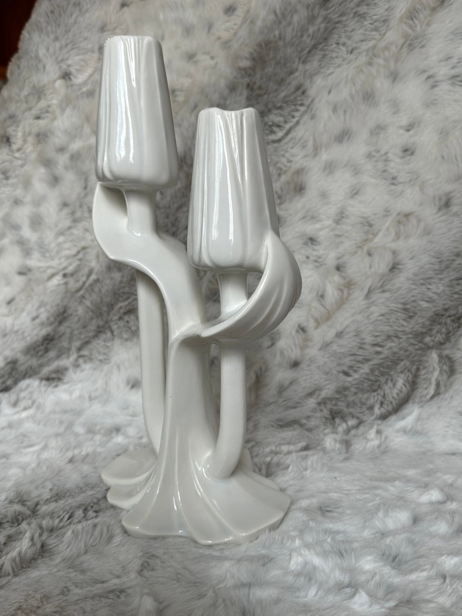 Vintage White Tulip Candle Holder Maddux of California - 8