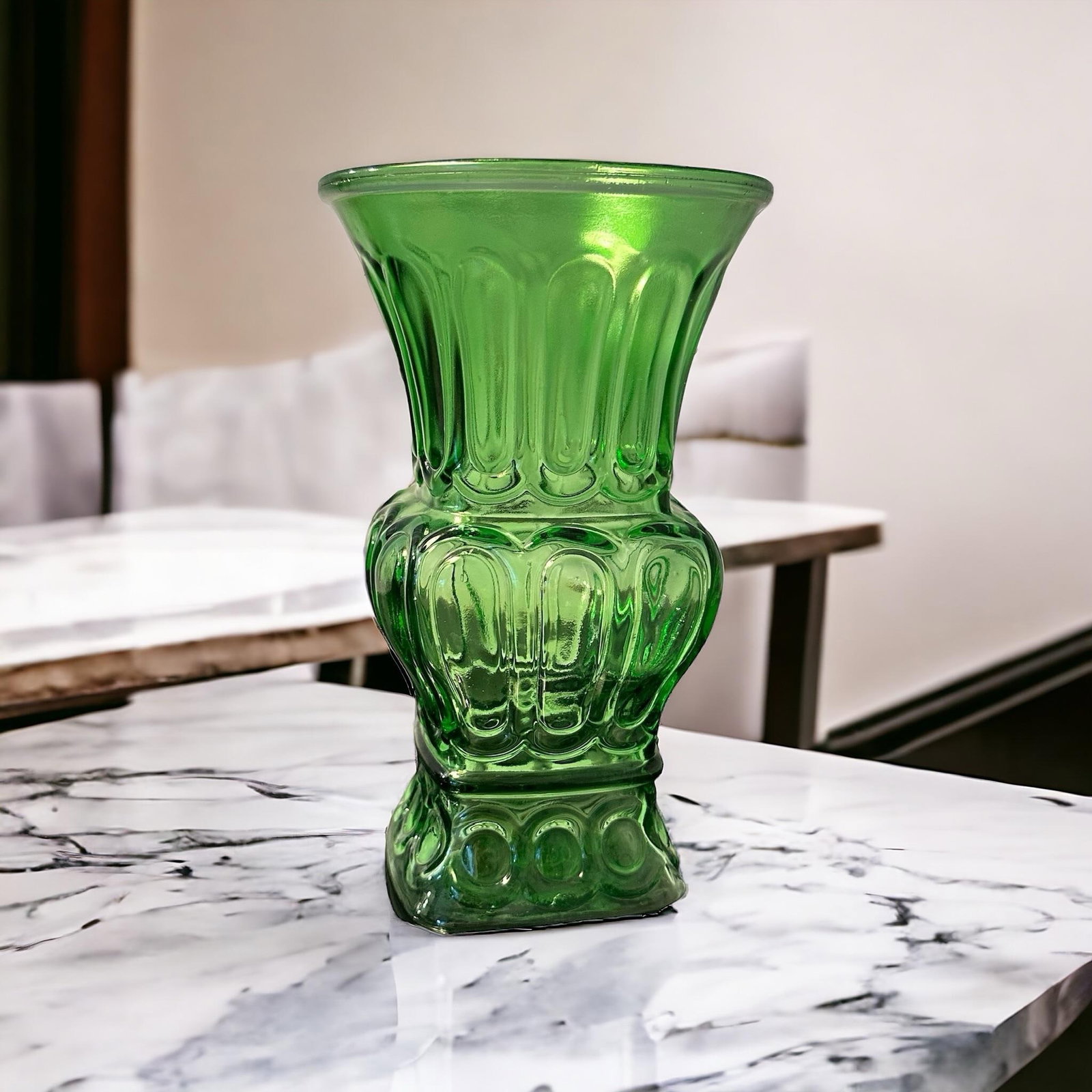 Vintage Art Deco Grecian Roman Green Glass Vase - 11