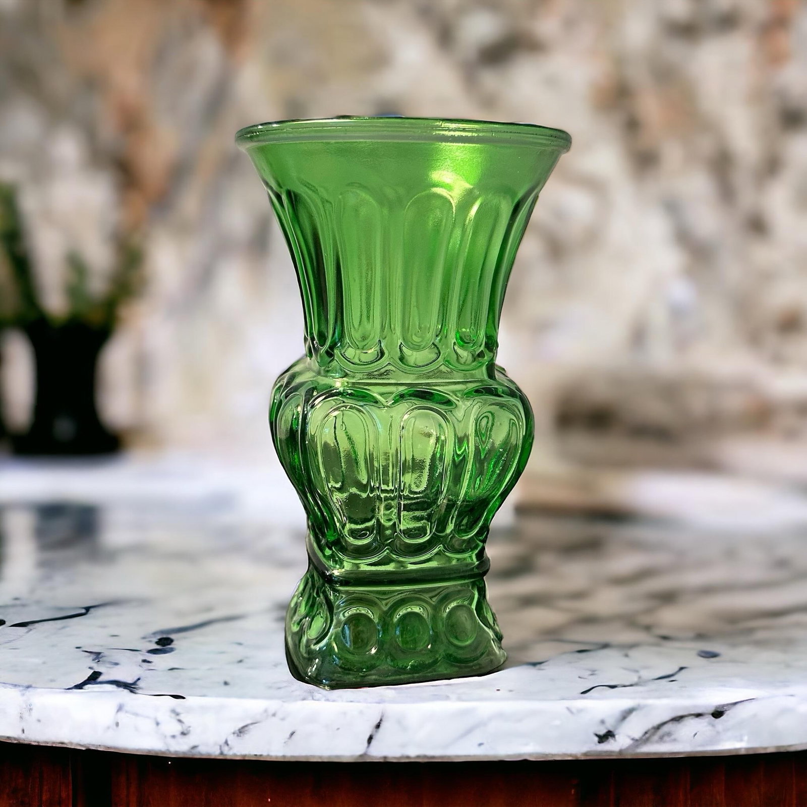 Vintage Art Deco Grecian Roman Green Glass Vase - 2