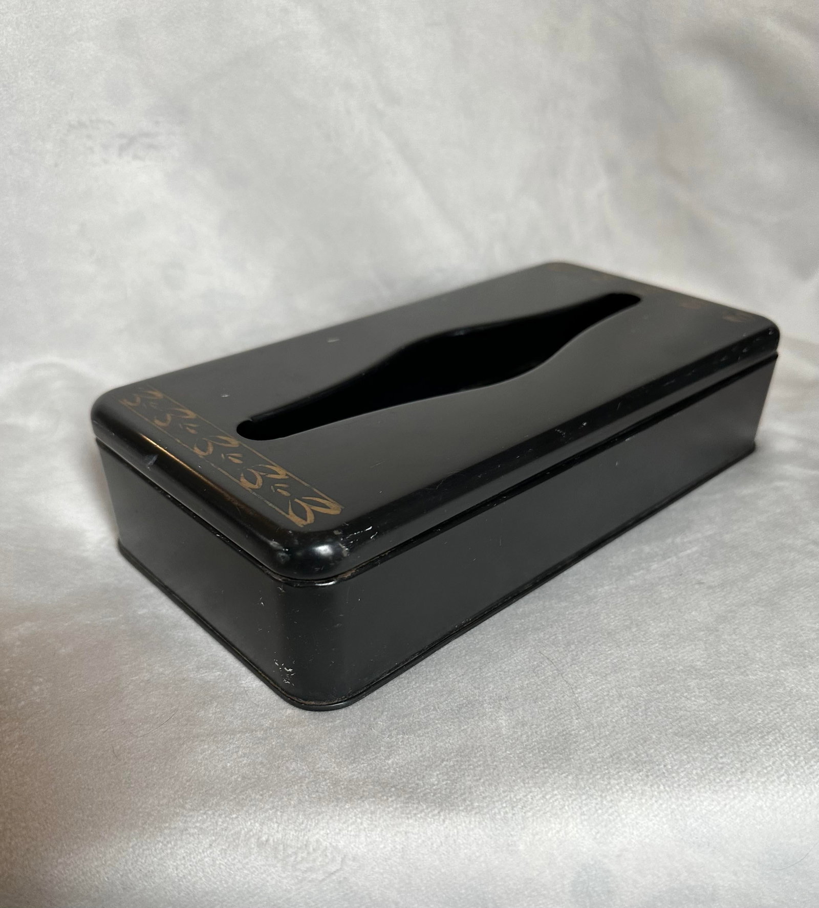 Vintage Metal Black Gold Tissue Box Holder - 2