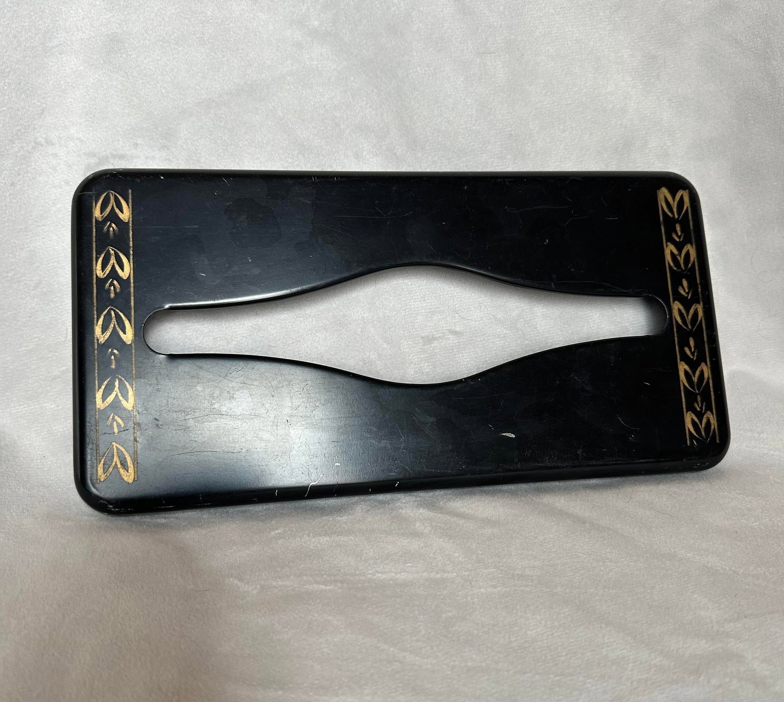 Vintage Metal Black Gold Tissue Box Holder - 3