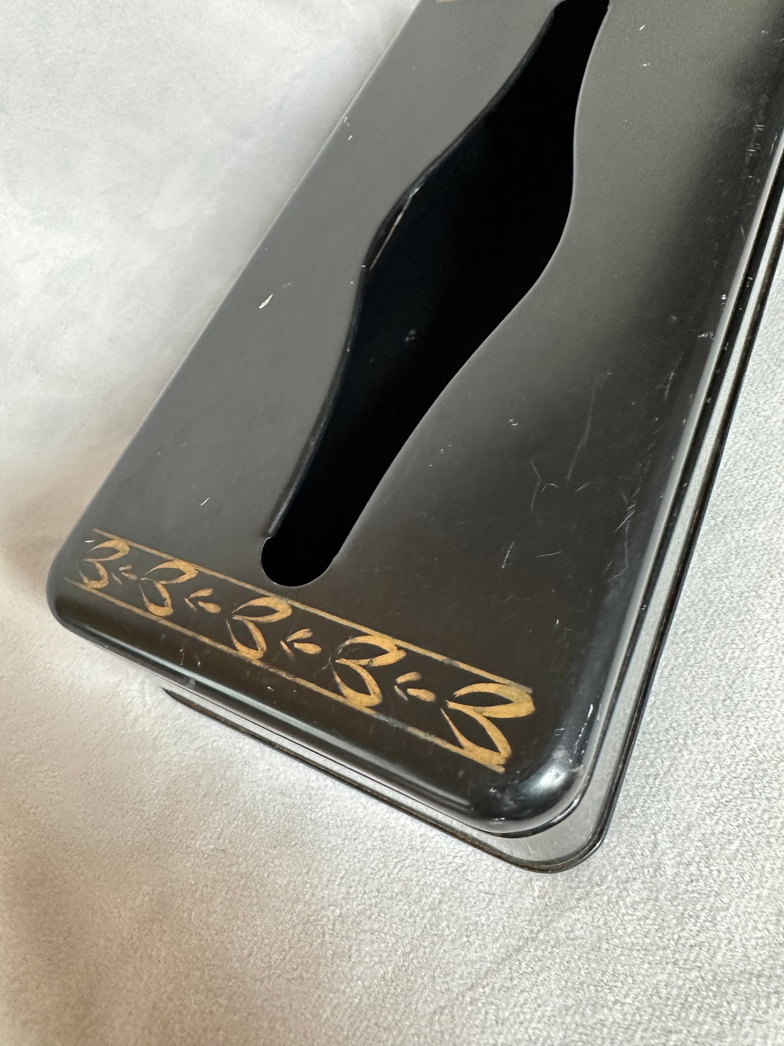 Vintage Metal Black Gold Tissue Box Holder - 4