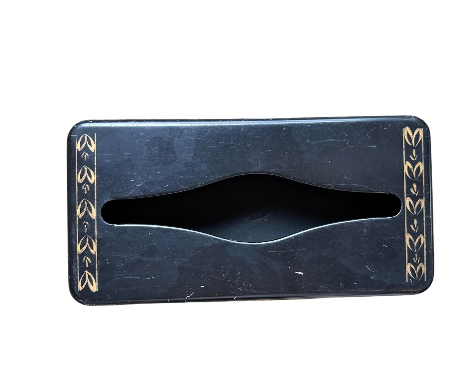 Vintage Metal Black Gold Tissue Box Holder - 7