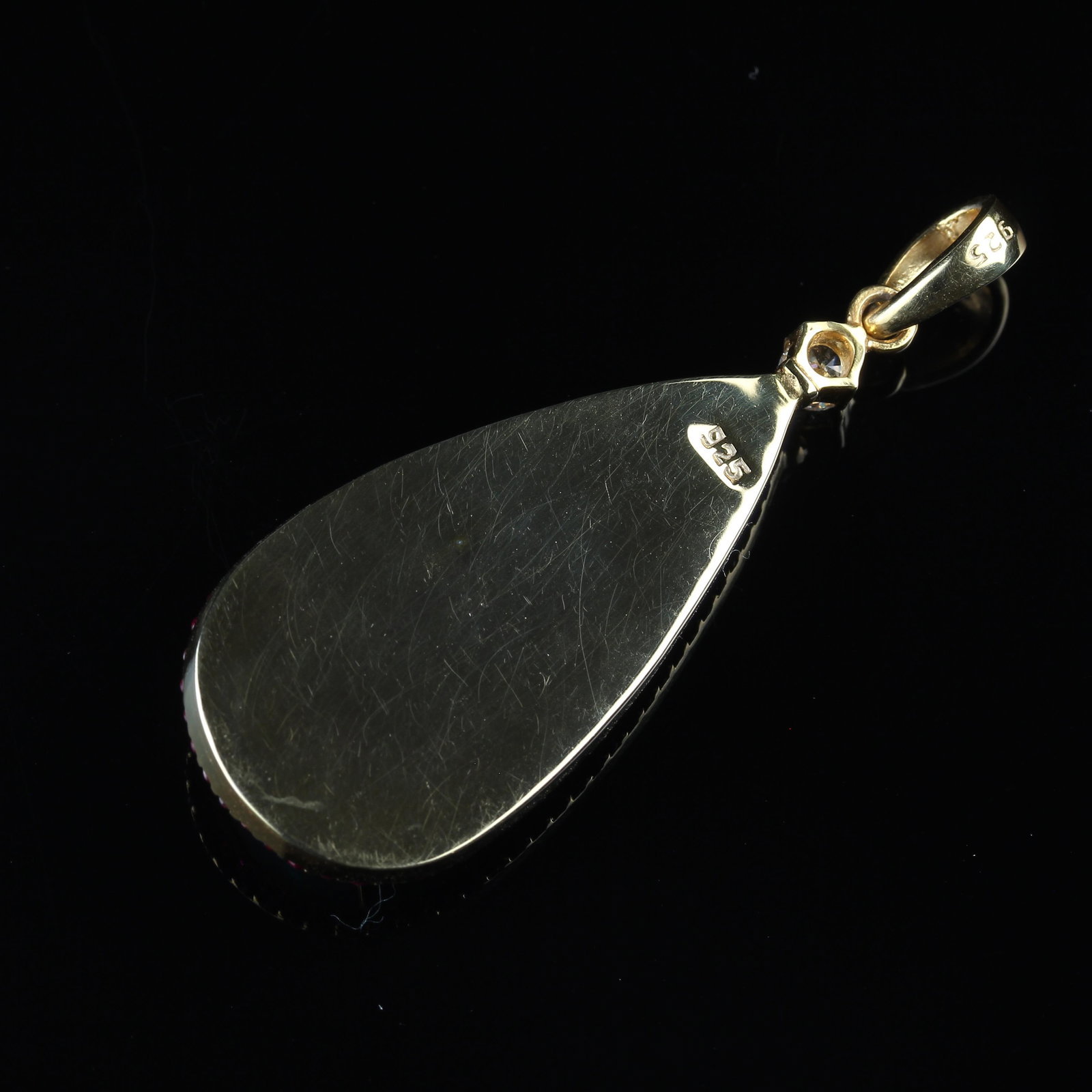 AJD Pendant Teardrop Opal Red & Green Surrounded by Ruby - 5