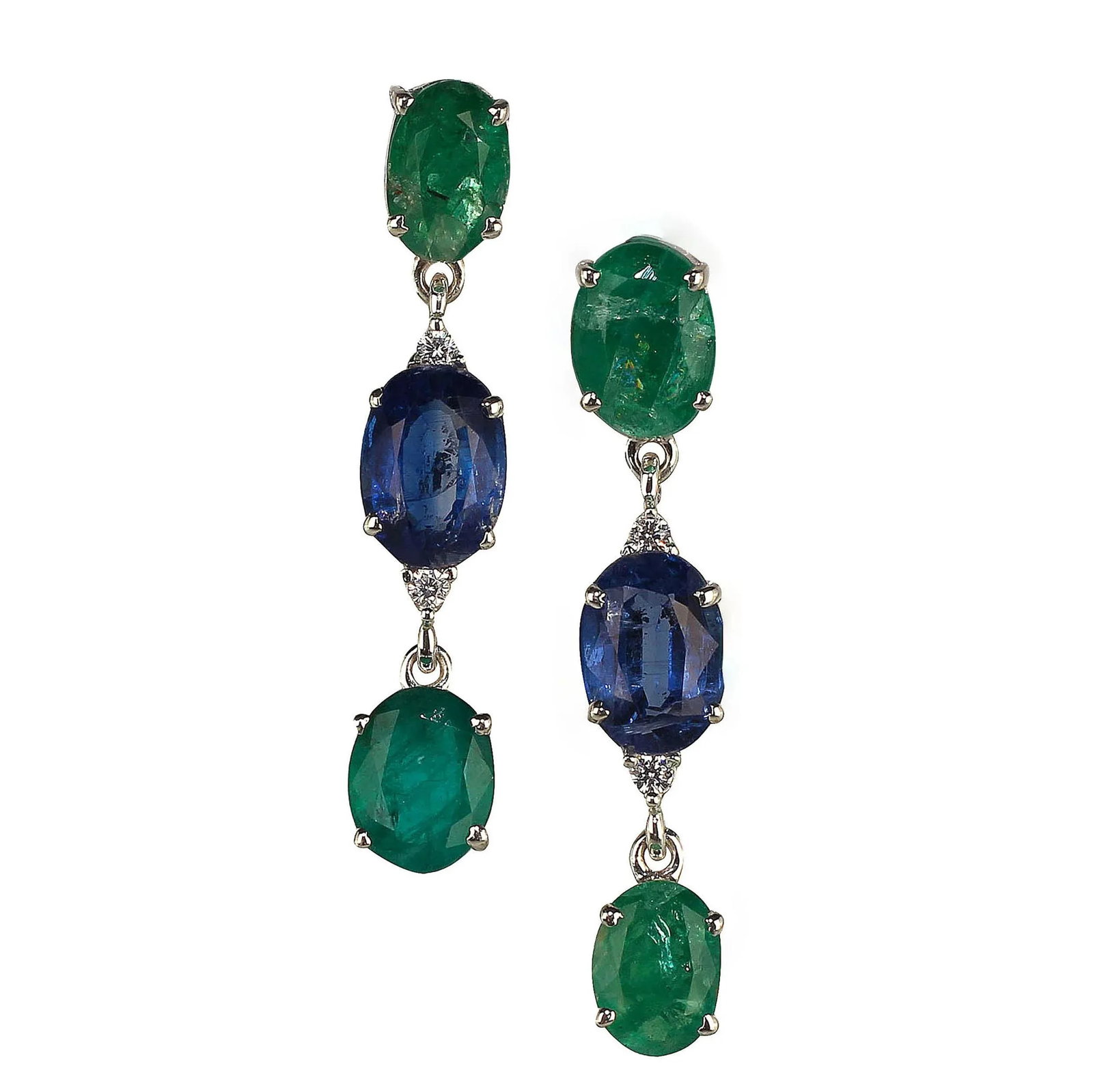Emerald and Kyanite Dangle Earrings - 2 Pieces - 3