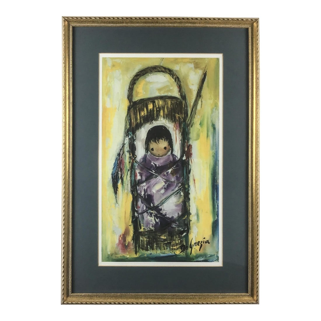 1996 "My Very Own Papoose" by Ettore "Ted" Degrazia Framed Print: The DeGrazia Gallery in the Sun celebrates both the life of Ettore "Ted" DeGrazia and his art. Established in 1950 by DeGrazia, the Gallery in the Sun is a Tucson tradition that is a favorite among
