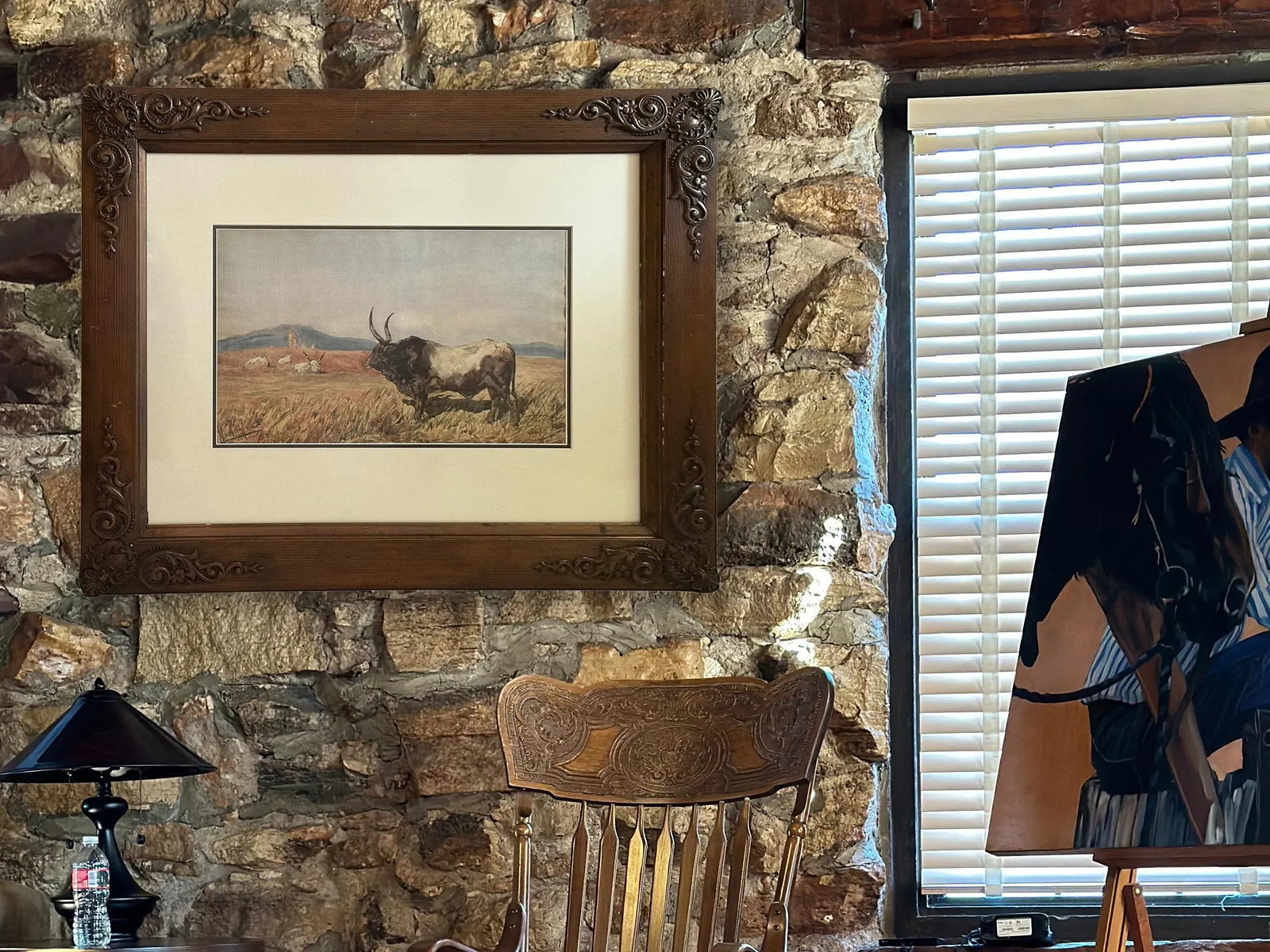 1800s Antique Longhorn Bull Painting Watercolor on Paper by Leopoldo Mariotti - 4