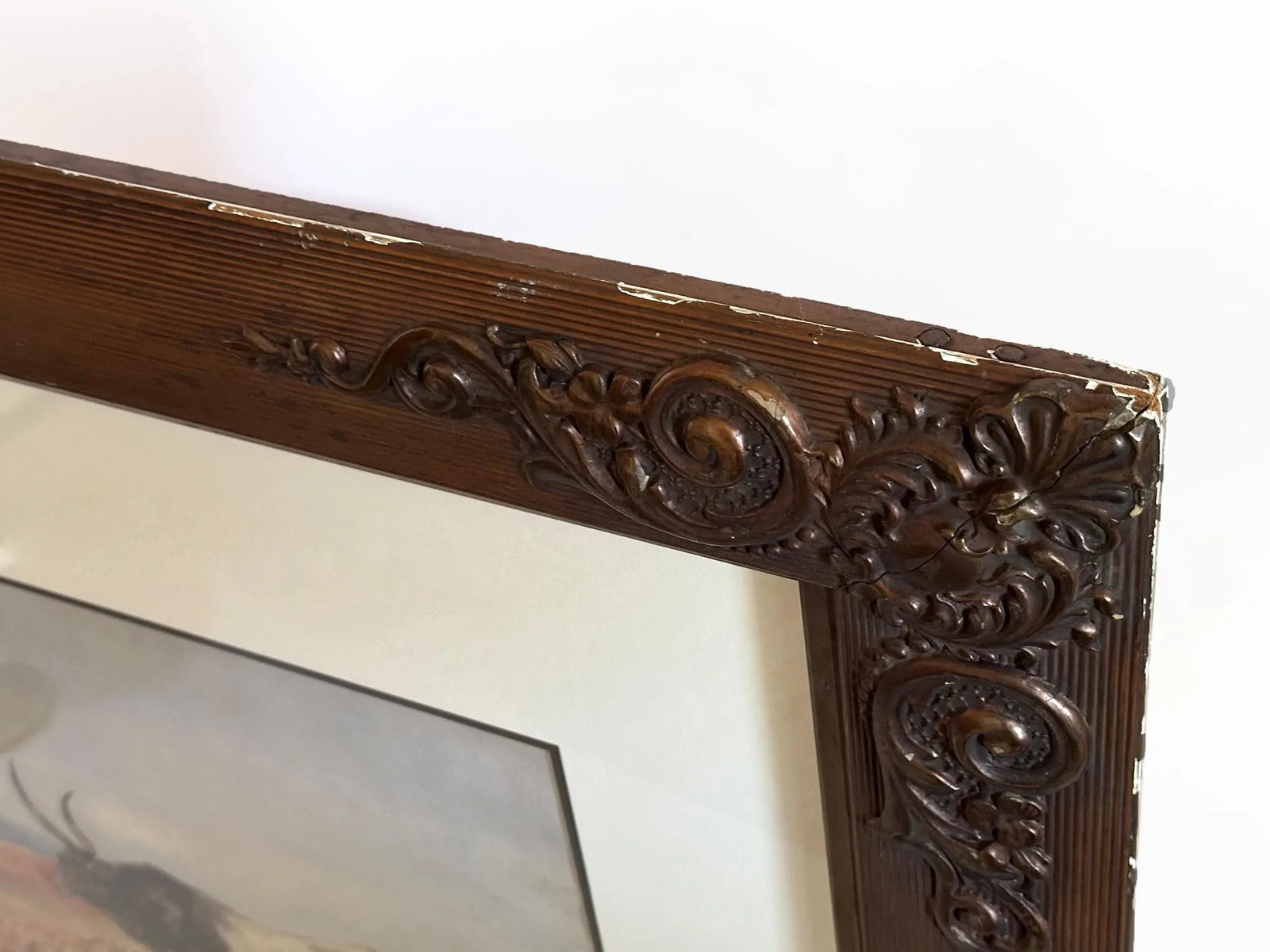 1800s Antique Longhorn Bull Painting Watercolor on Paper by Leopoldo Mariotti - 8