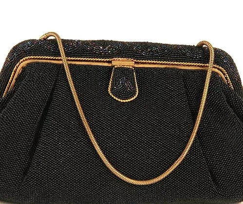 French Deep Navy Black Micro Beaded Evening Purse - 2
