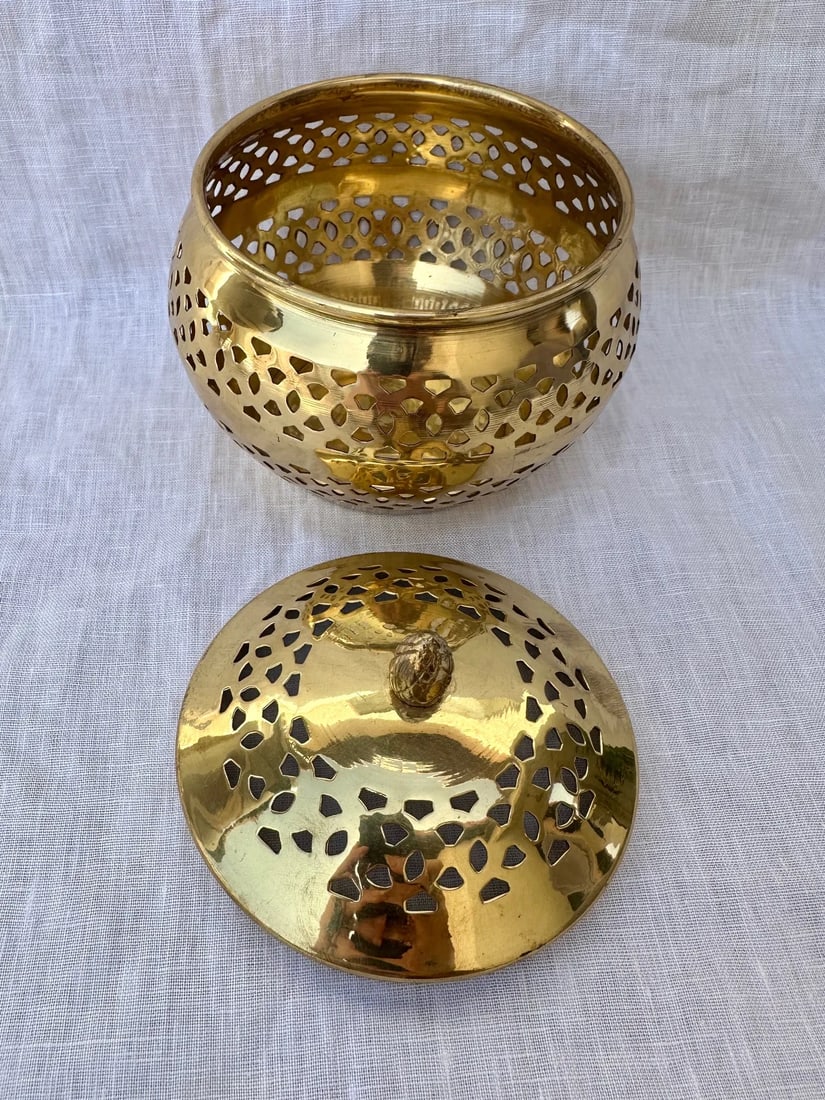 Vintage Brass Lidded Potpourri/Incense Bowl - 2