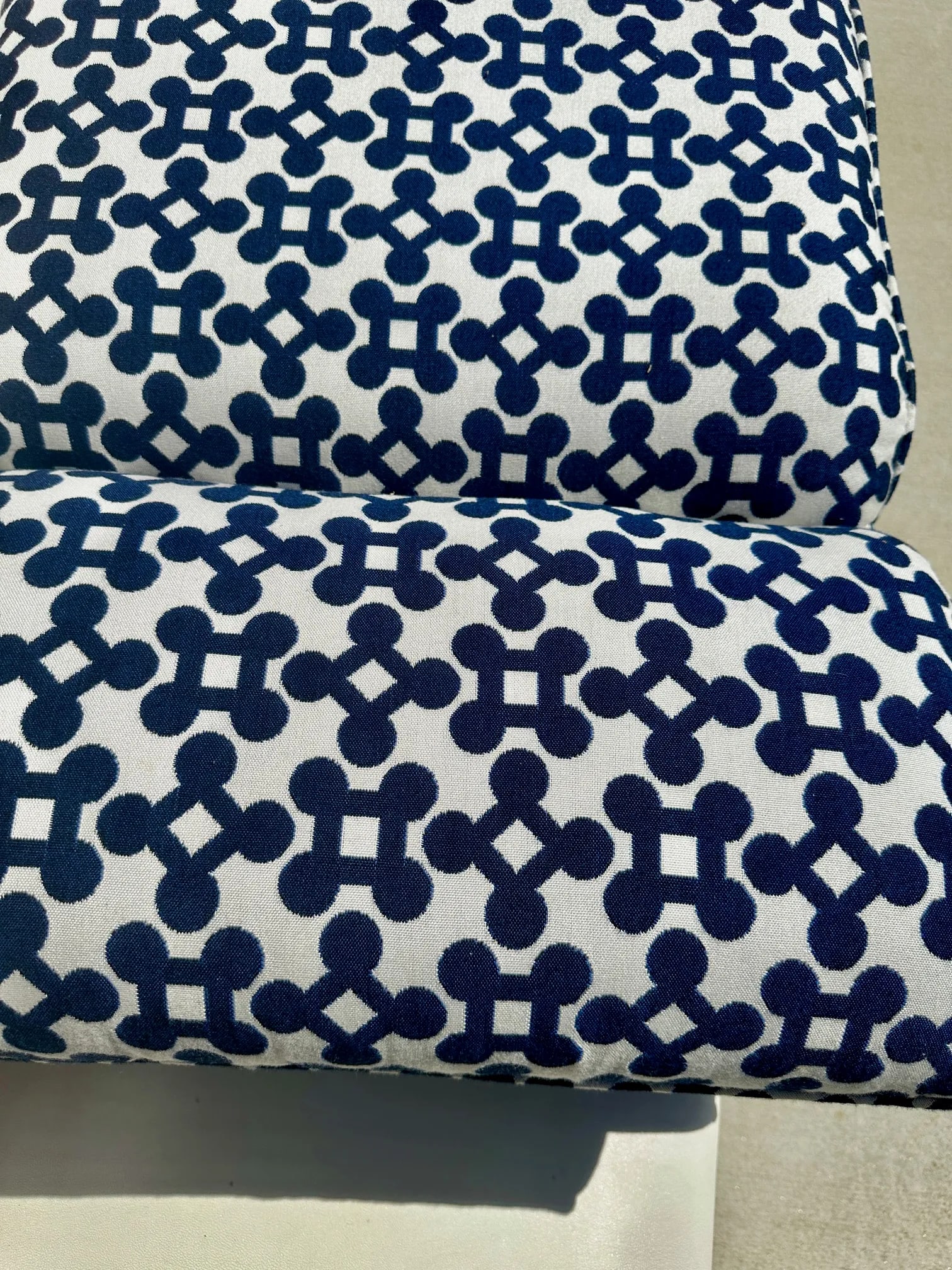 Pair of Navy Blue & White Geometric Outdoor Chair Cushions - 6