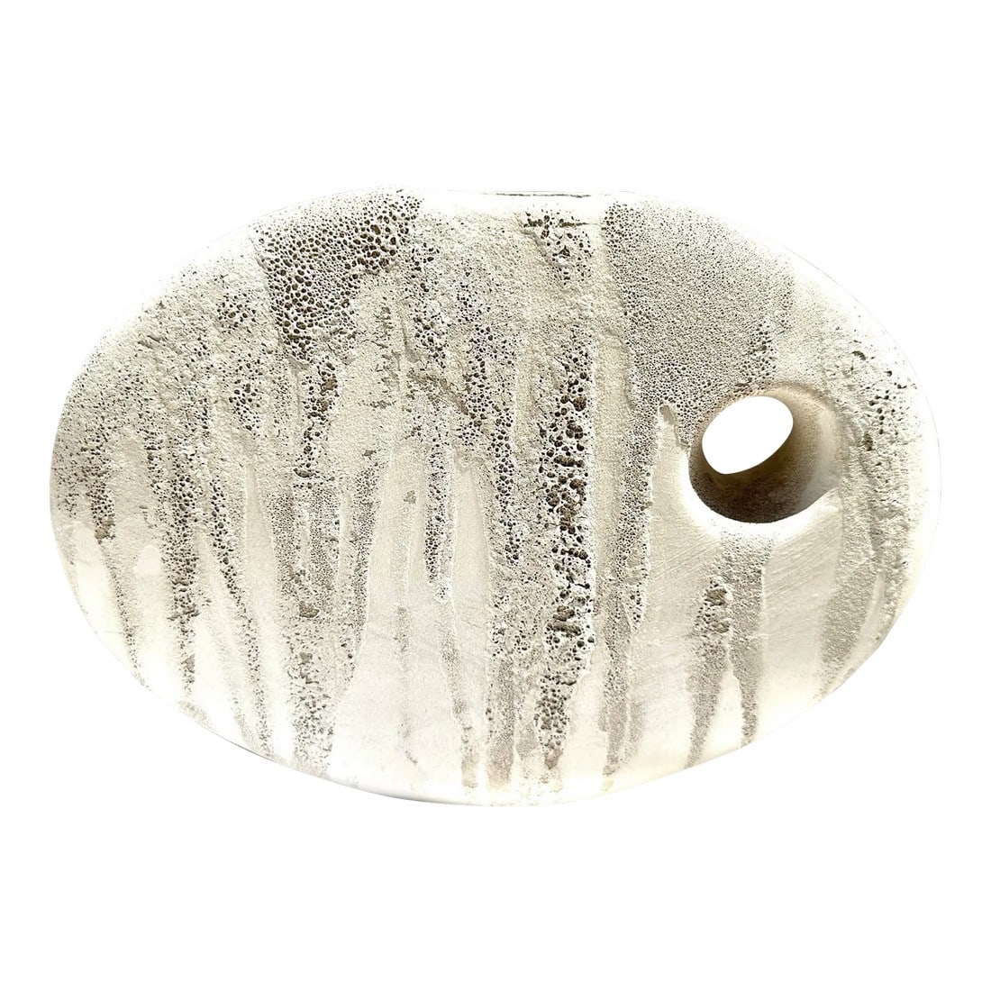 Vintage Textured Vase: Vintage Textured Plaster Vase in a cream color. Beachy to boho vibes and perfect for a neutral home. 12.5in w x 9in h x 1.5in d Make sure to follow me, I have flash sales for my followers only 132 