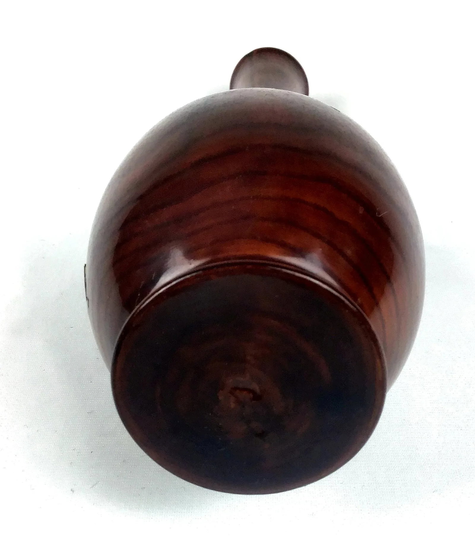 Vintage Japanese Solid Wood Inlaid M O P Vase - 10