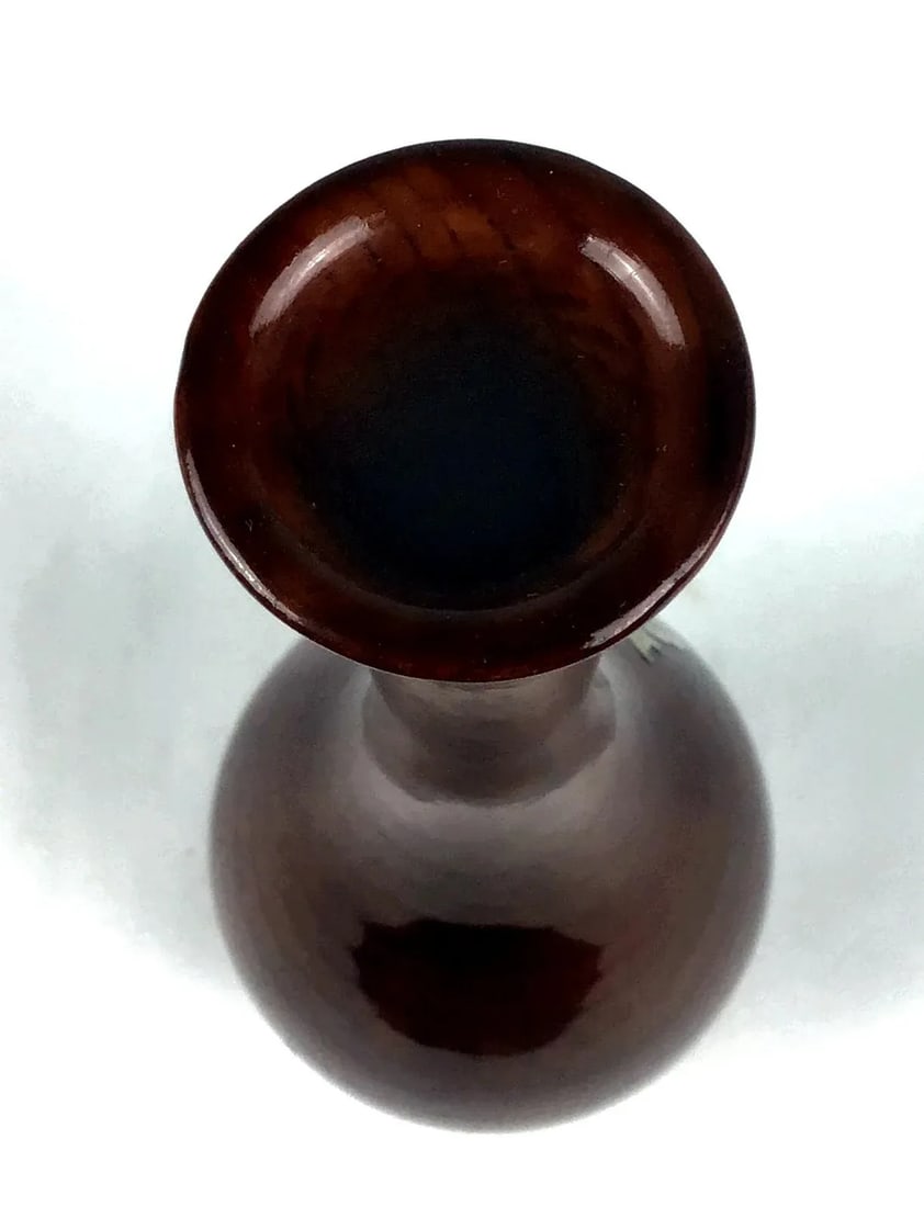 Vintage Japanese Solid Wood Inlaid M O P Vase - 3