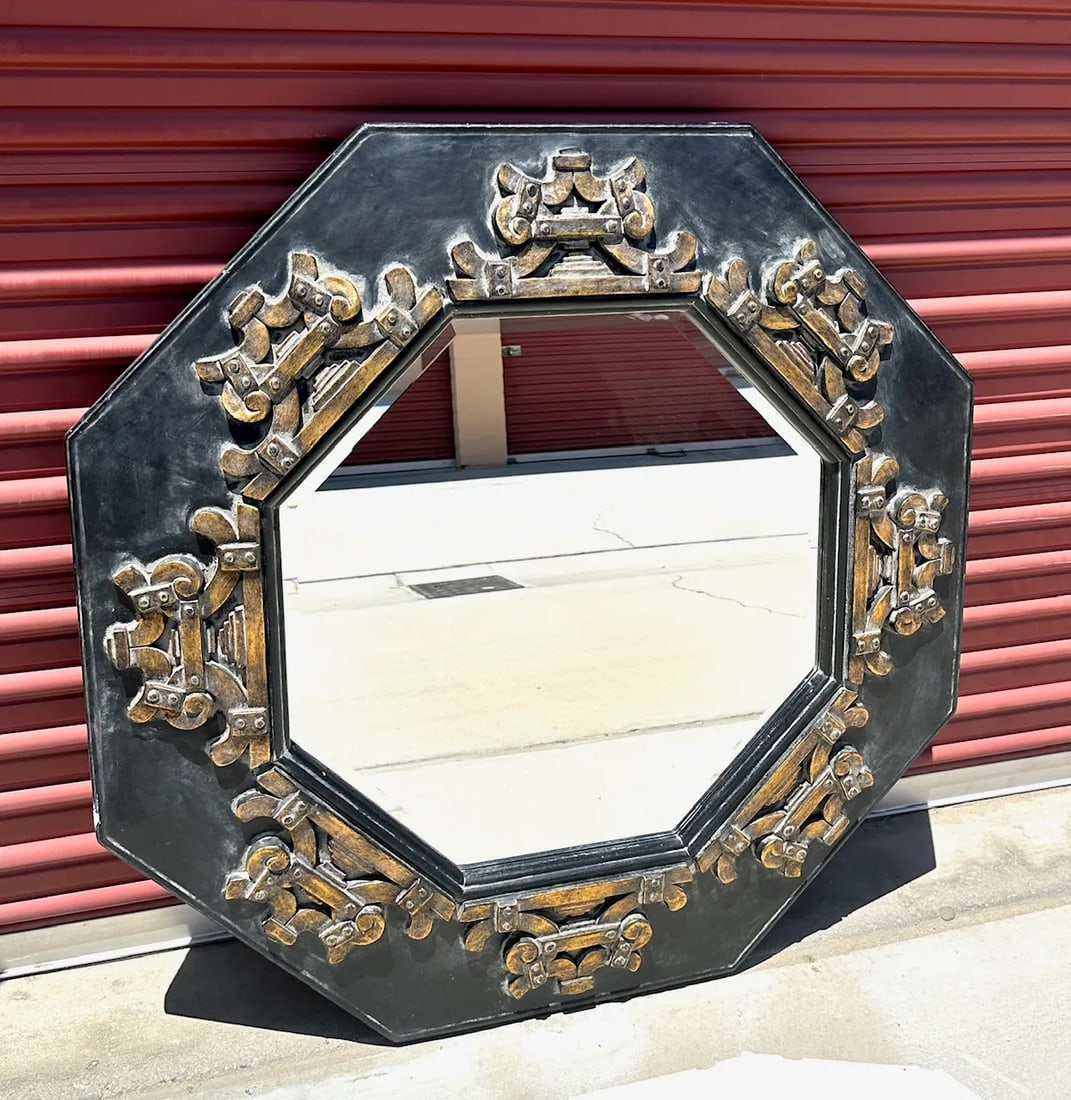 Vintage Bassett Asian Inspired Octagon Wall Mirror - 2