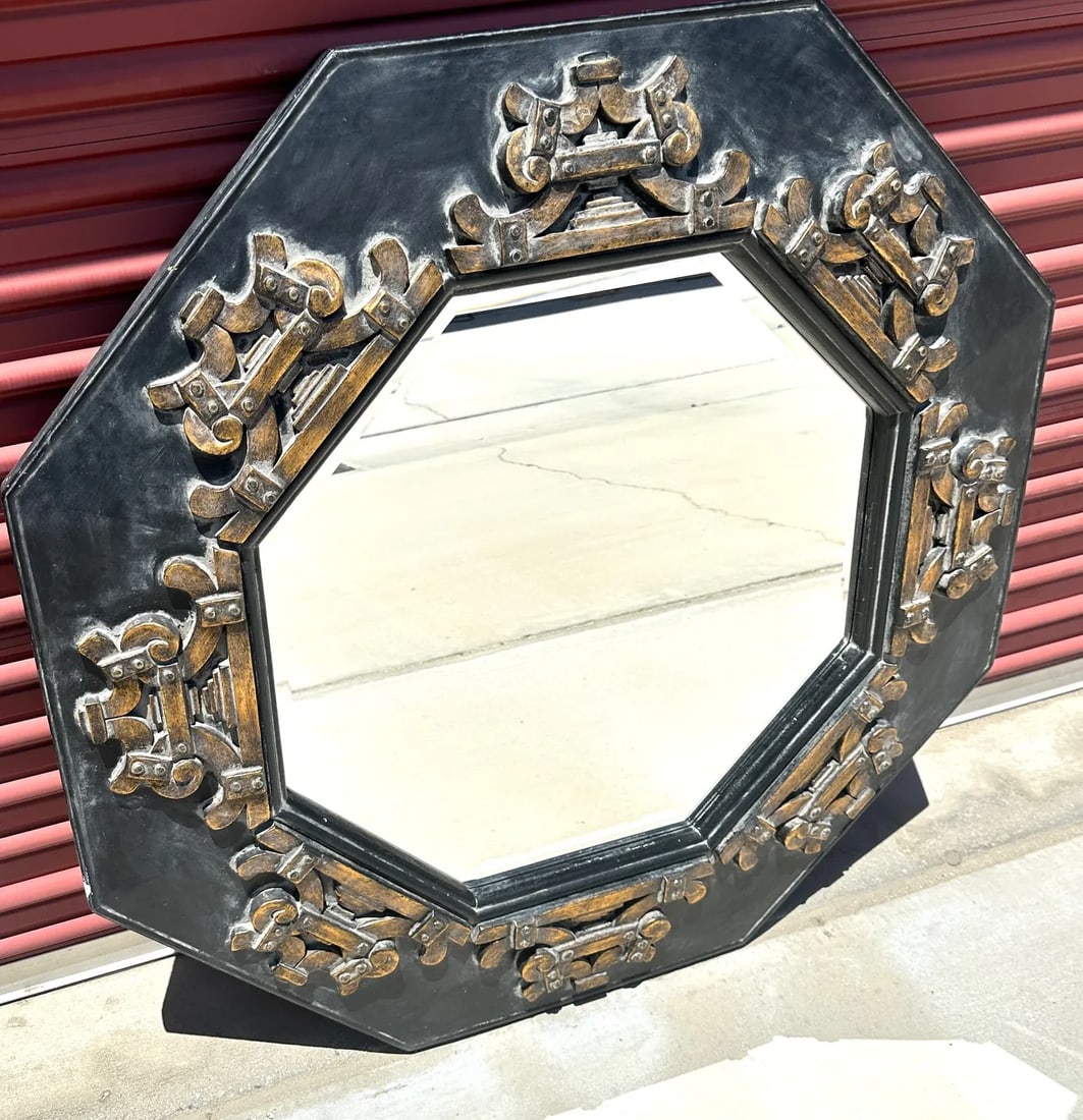 Vintage Bassett Asian Inspired Octagon Wall Mirror - 3